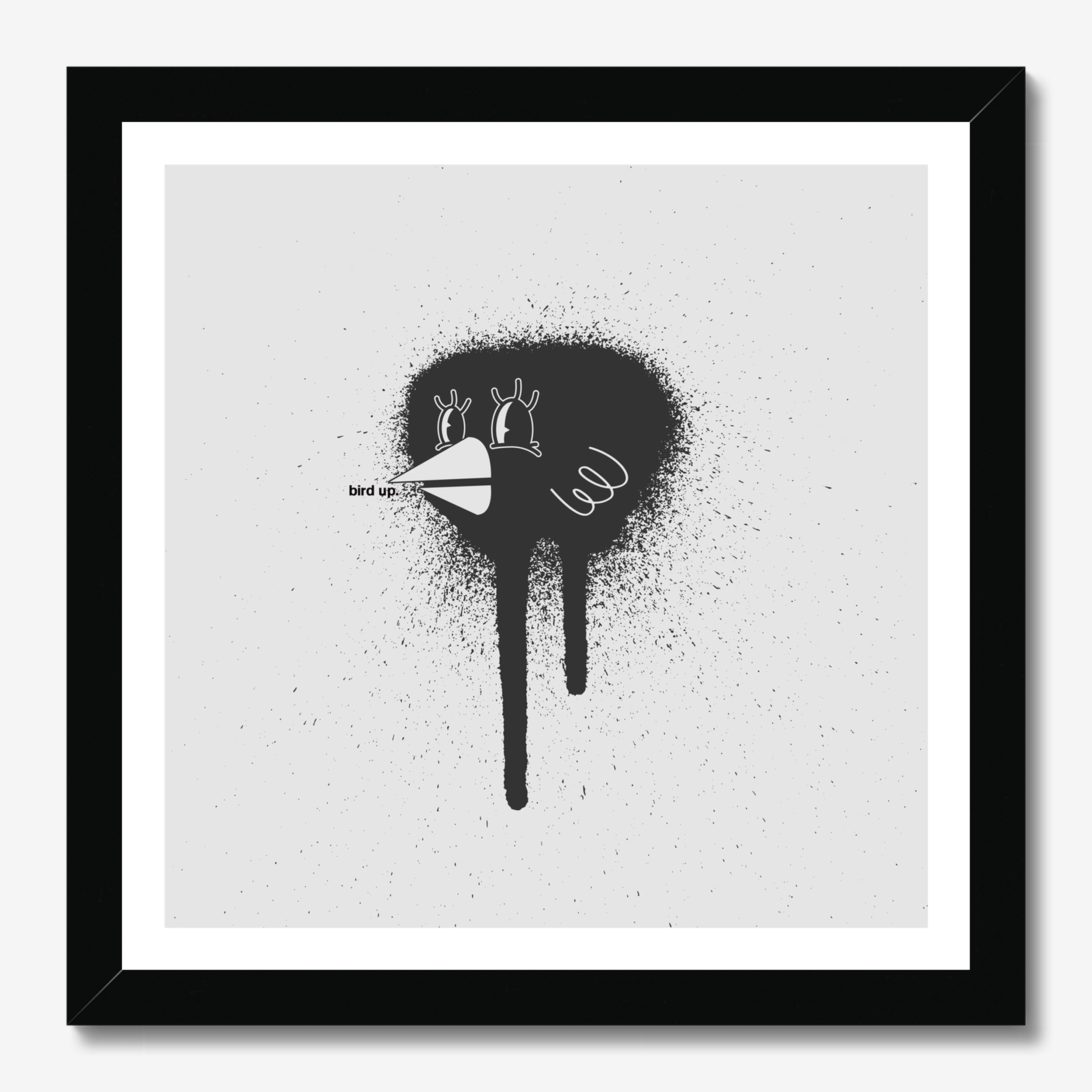 Square abstract framed wall art titled 'Bird' by Sunday Morning. Premium Giclée print.
