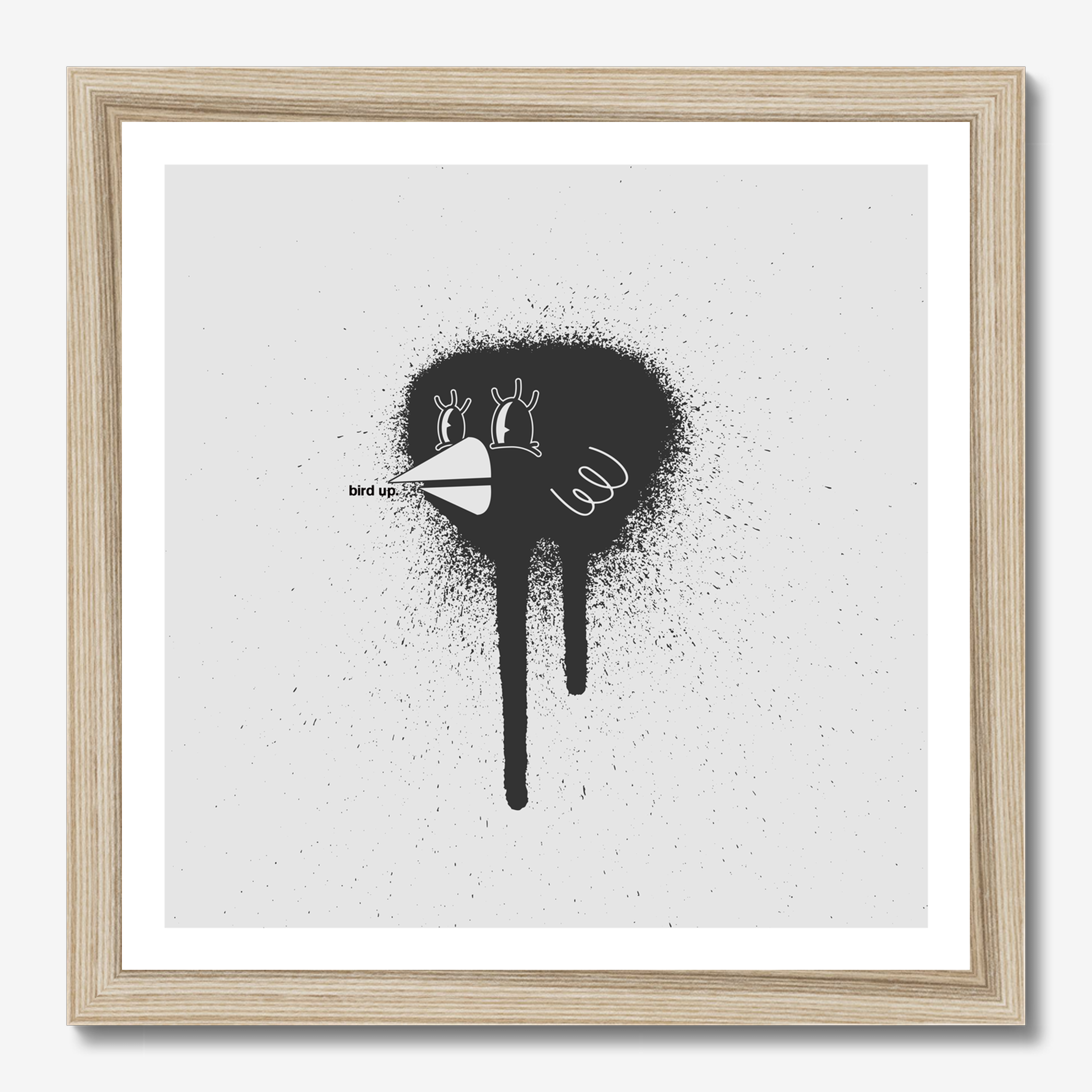 Square abstract framed wall art titled 'Bird' by Sunday Morning. Premium Giclée print.