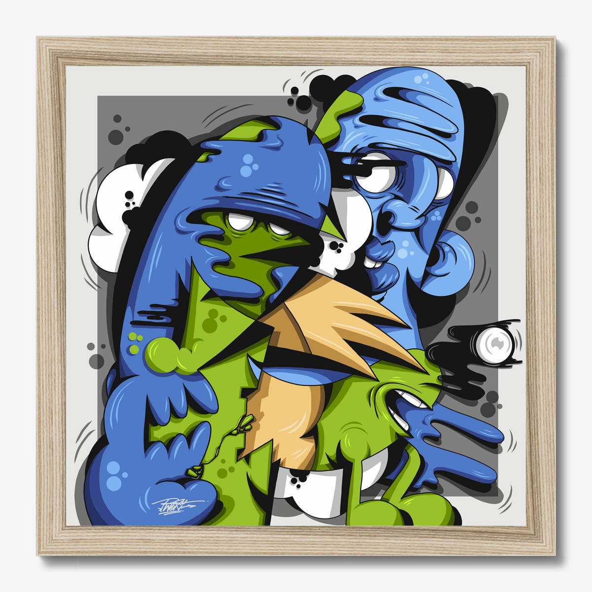 Square illustrative framed wall art titled 'Ces' by Sunday Morning. Premium Giclée print.