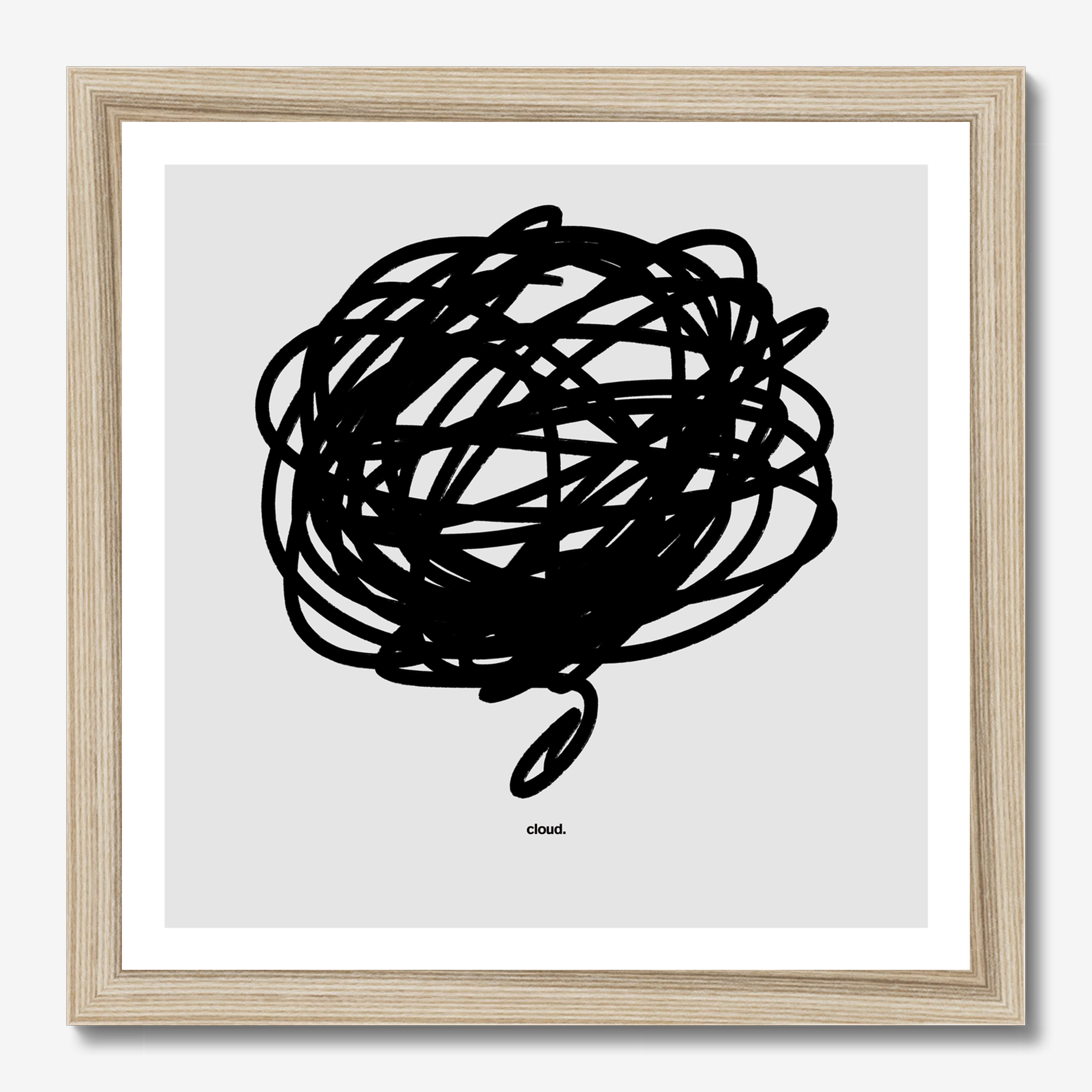 Square abstract framed wall art titled 'Cloud' by Sunday Morning. Premium Giclée print.