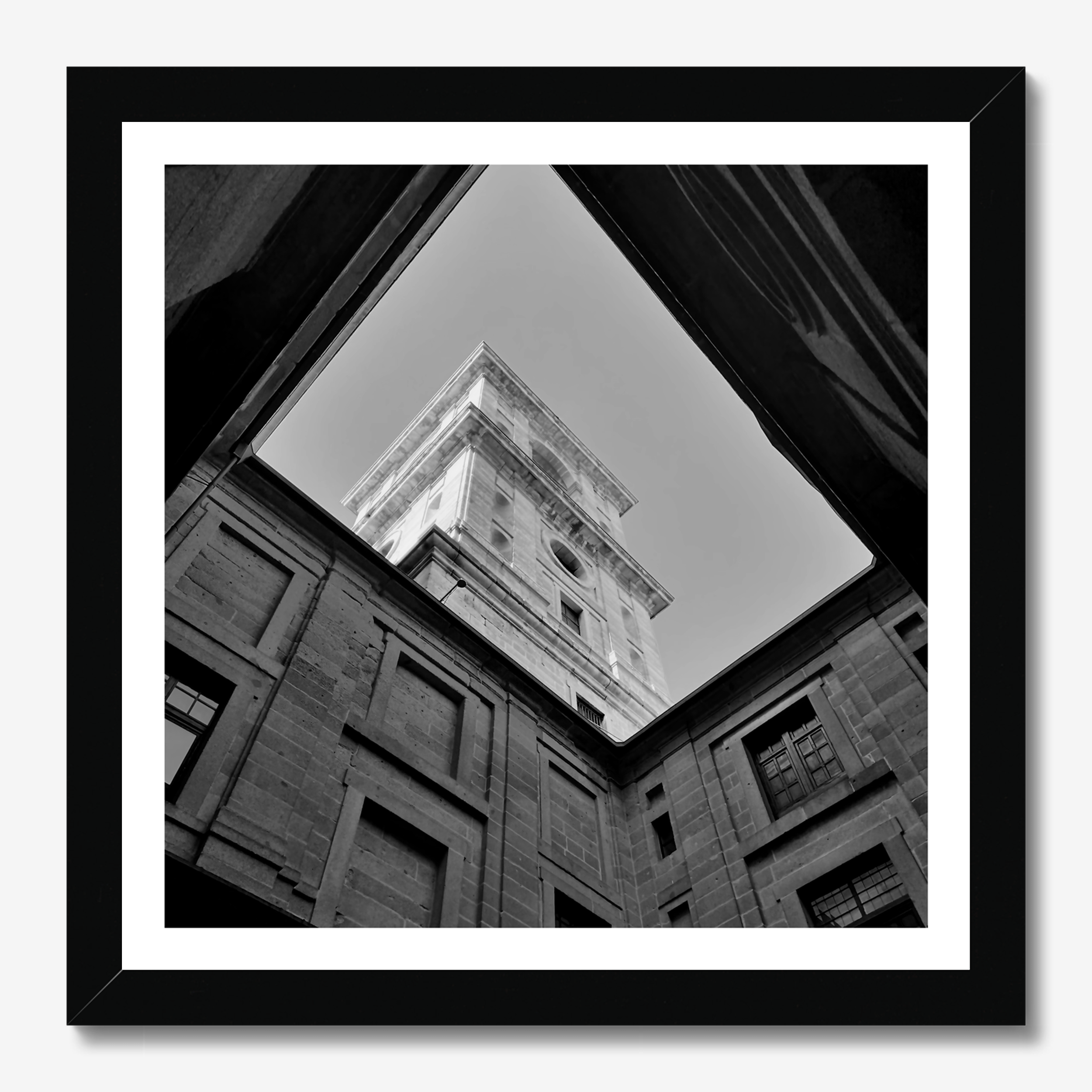 Square photography framed wall art titled 'Courtly' by Sunday Morning. Premium Giclée print.