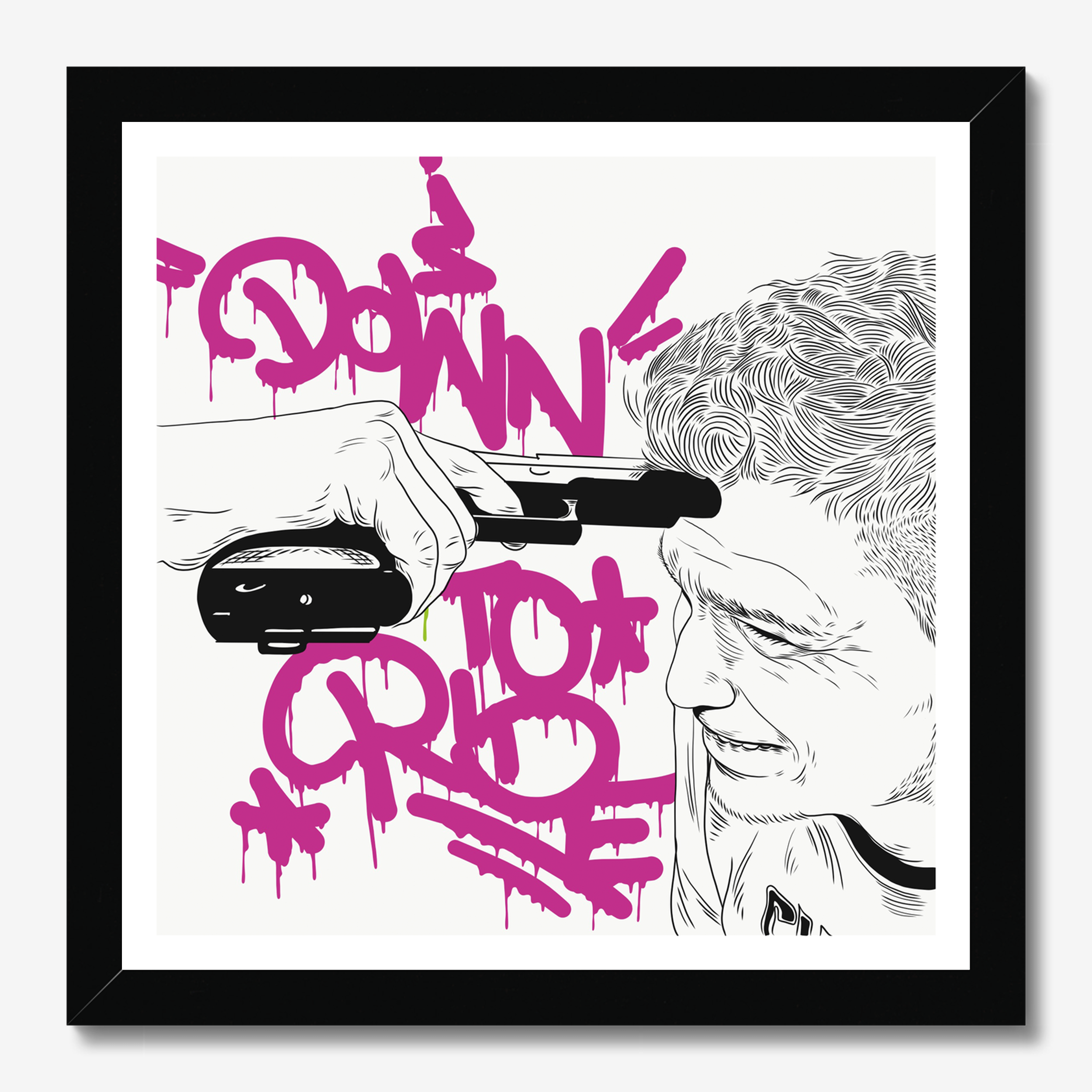 Square typography & illustrative framed wall art titled 'Down To Ride' by Sunday Morning. Premium Giclée print.