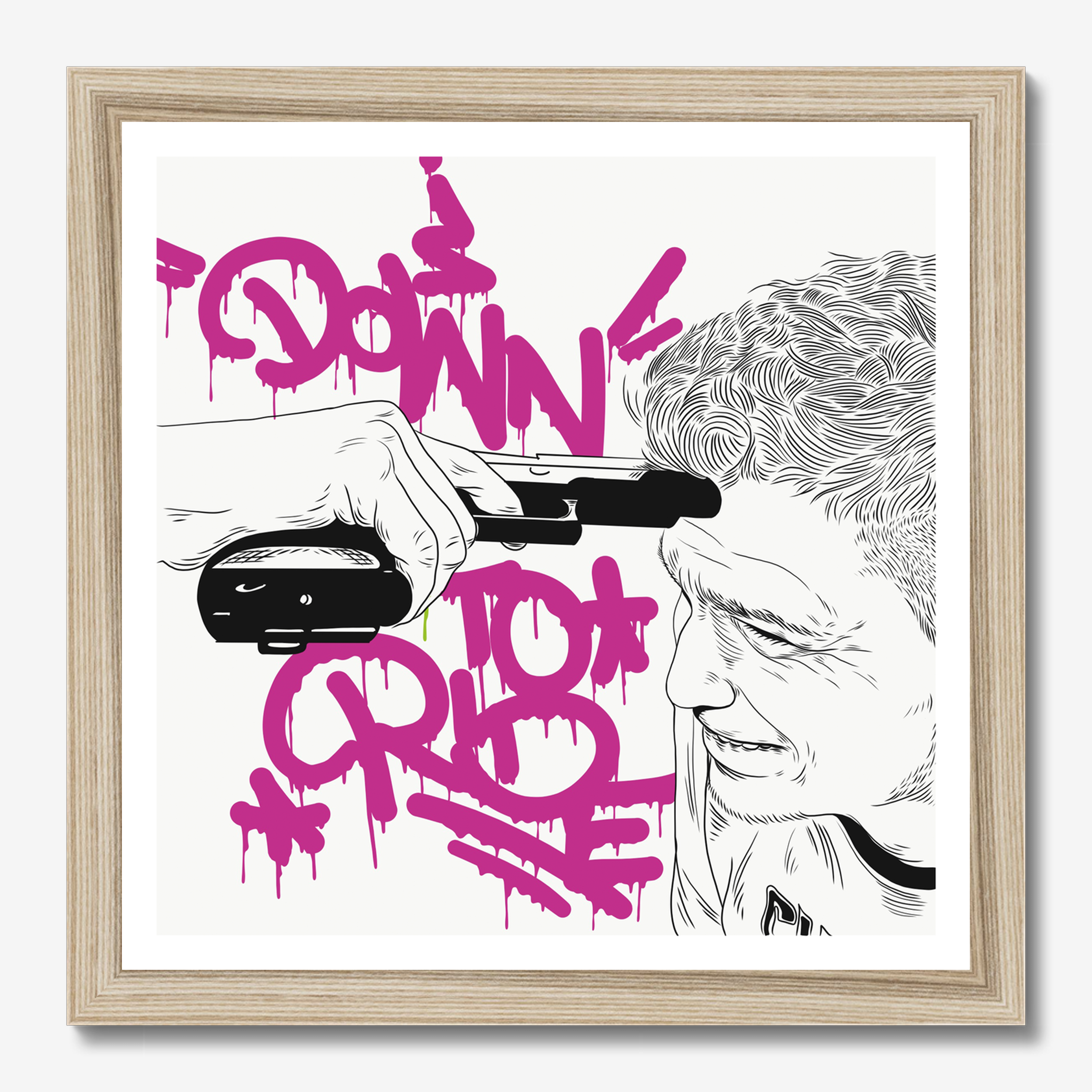 Square typography & illustrative framed wall art titled 'Down To Ride' by Sunday Morning. Premium Giclée print.