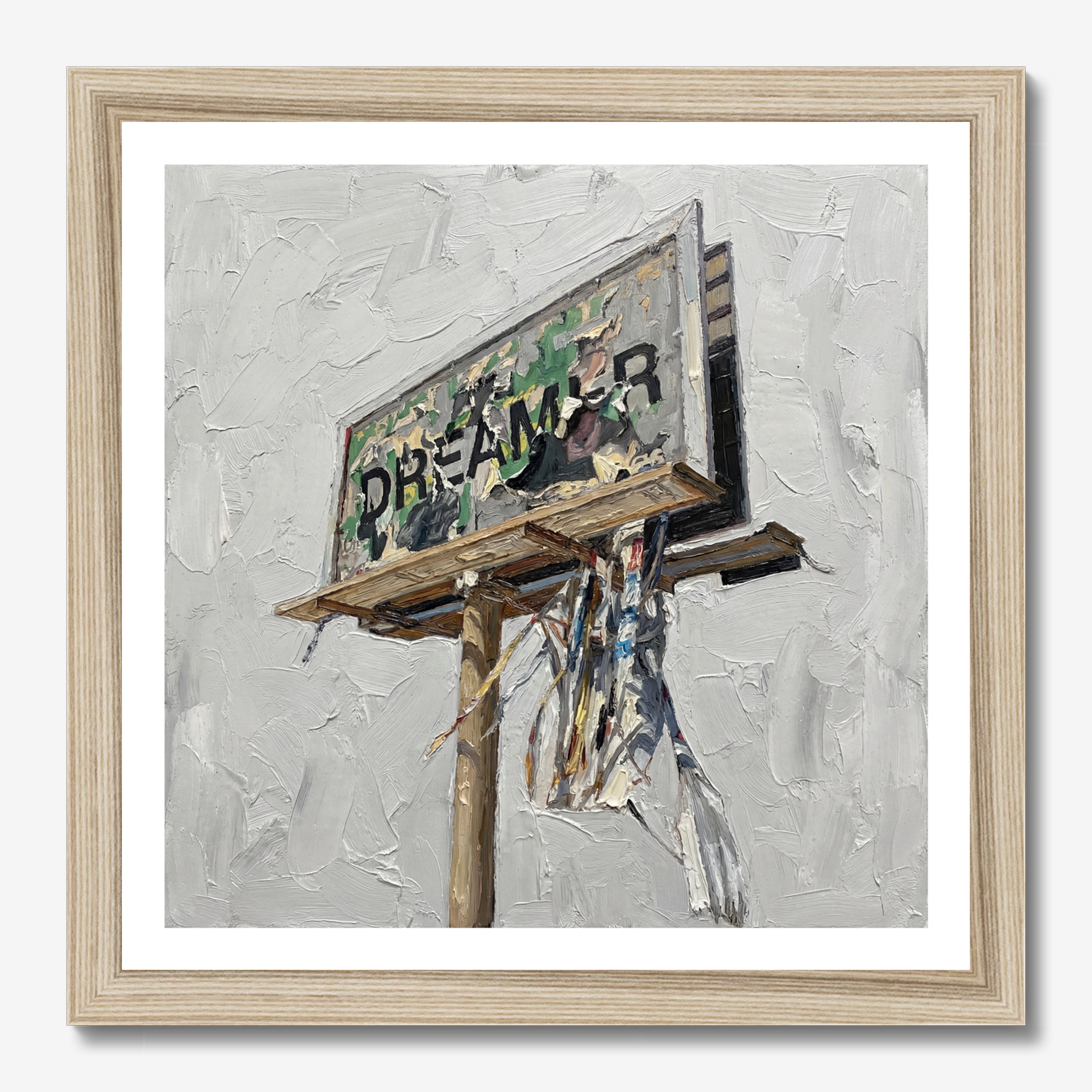 Square illustrative & painting framed wall art titled 'Dreamer' by Sunday Morning. Premium Giclée print.