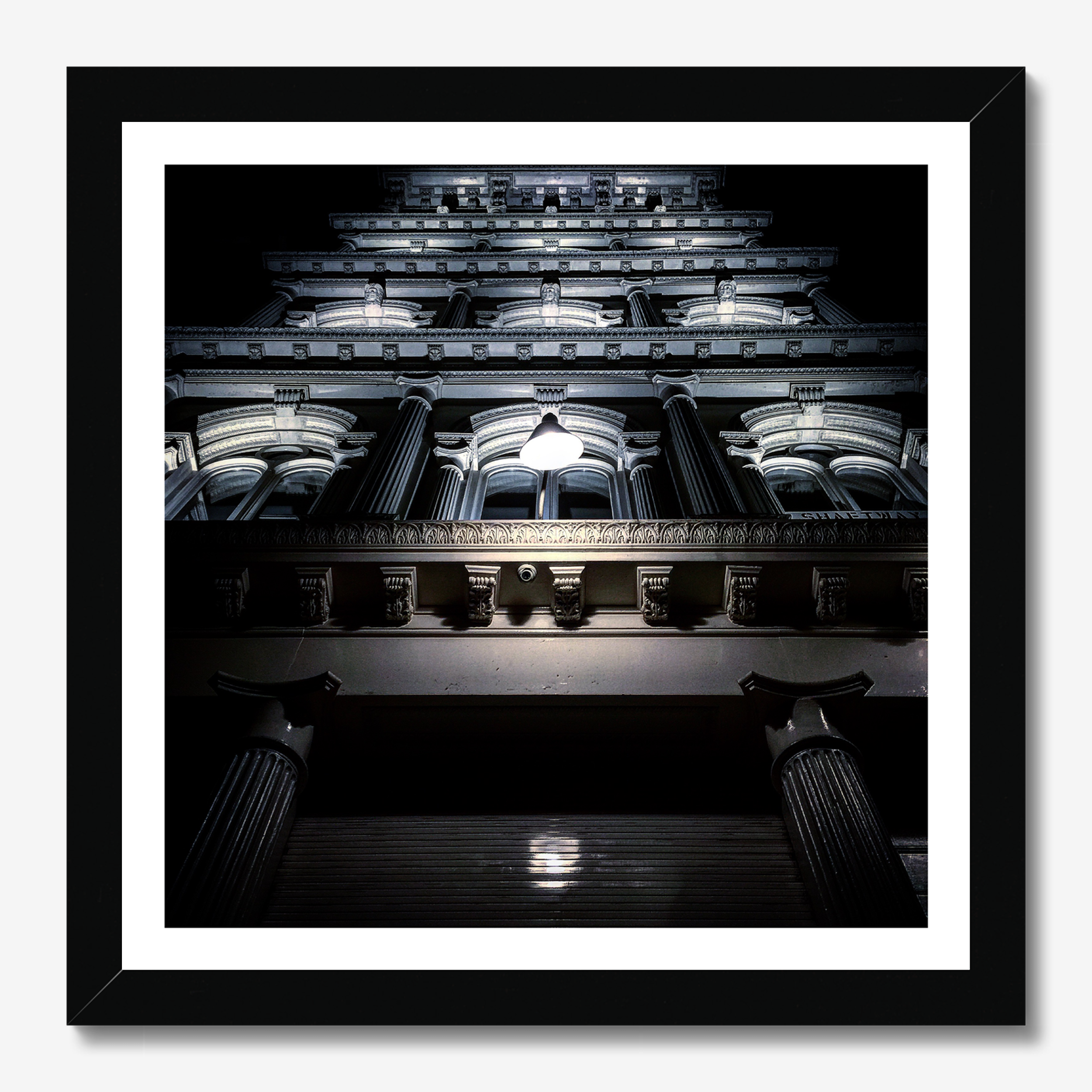 Square photography framed wall art titled 'Ghost Dusters' by Sunday Morning. Premium Giclée print.