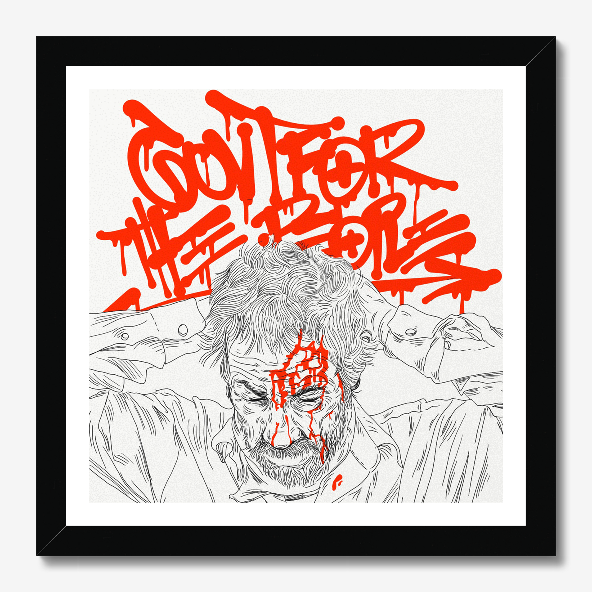 Square typography illustrative illustration titled Govt For The People by Sunday Morning - Museum quality framed art.