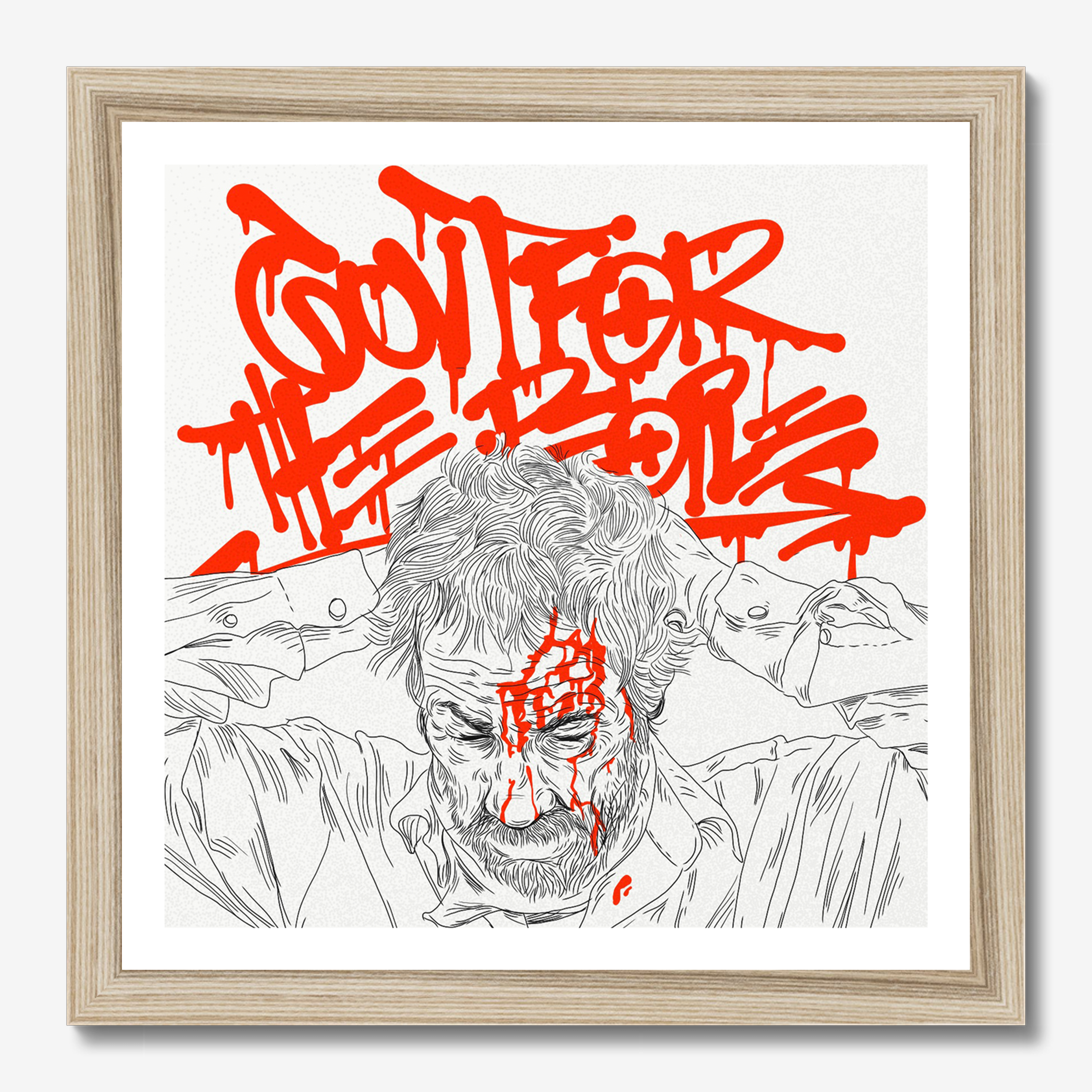 Square typography illustrative illustration titled Govt For The People by Sunday Morning - Museum quality framed art.