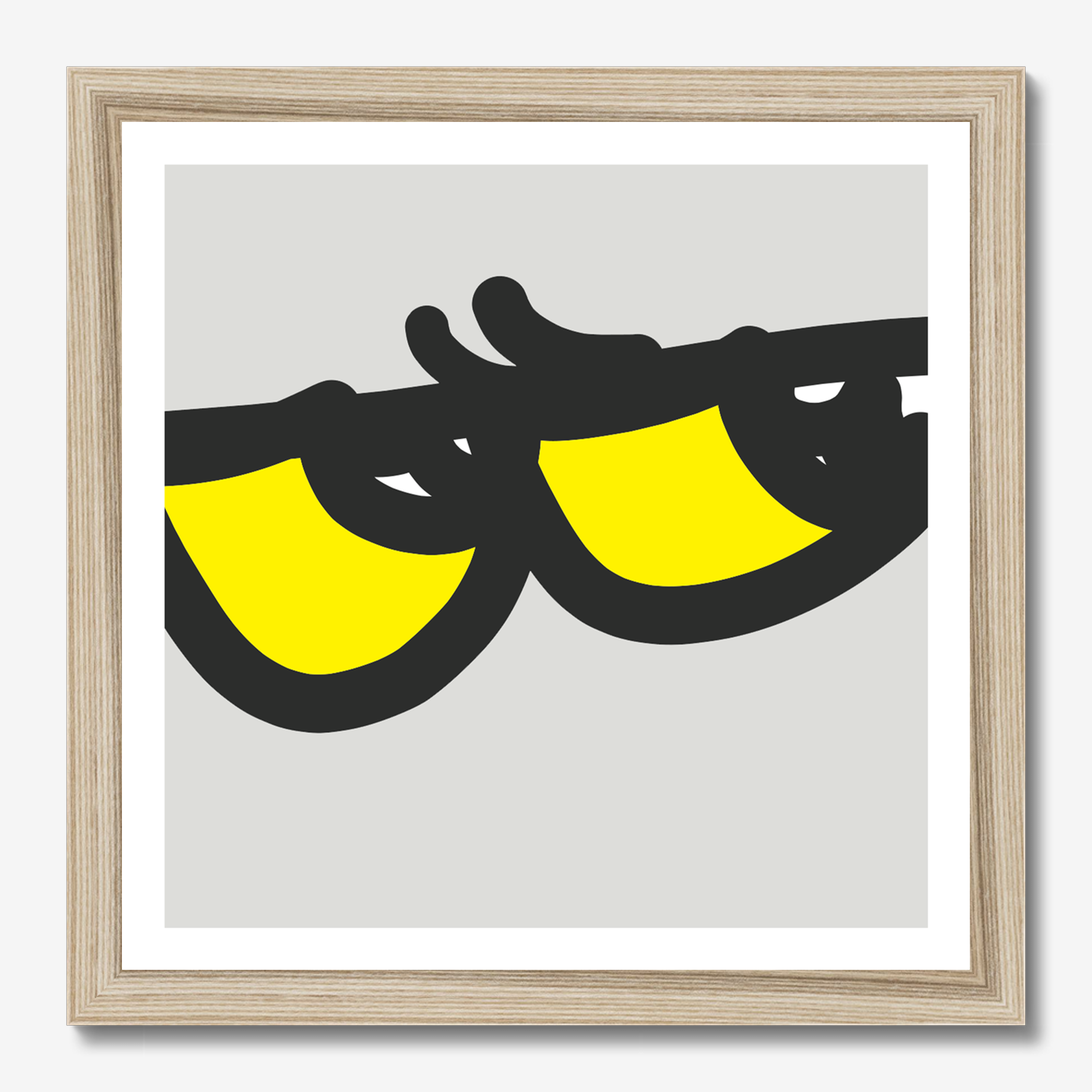 Square illustrative framed wall art titled 'Heres Lookin You' by Sunday Morning. Premium Giclée print.