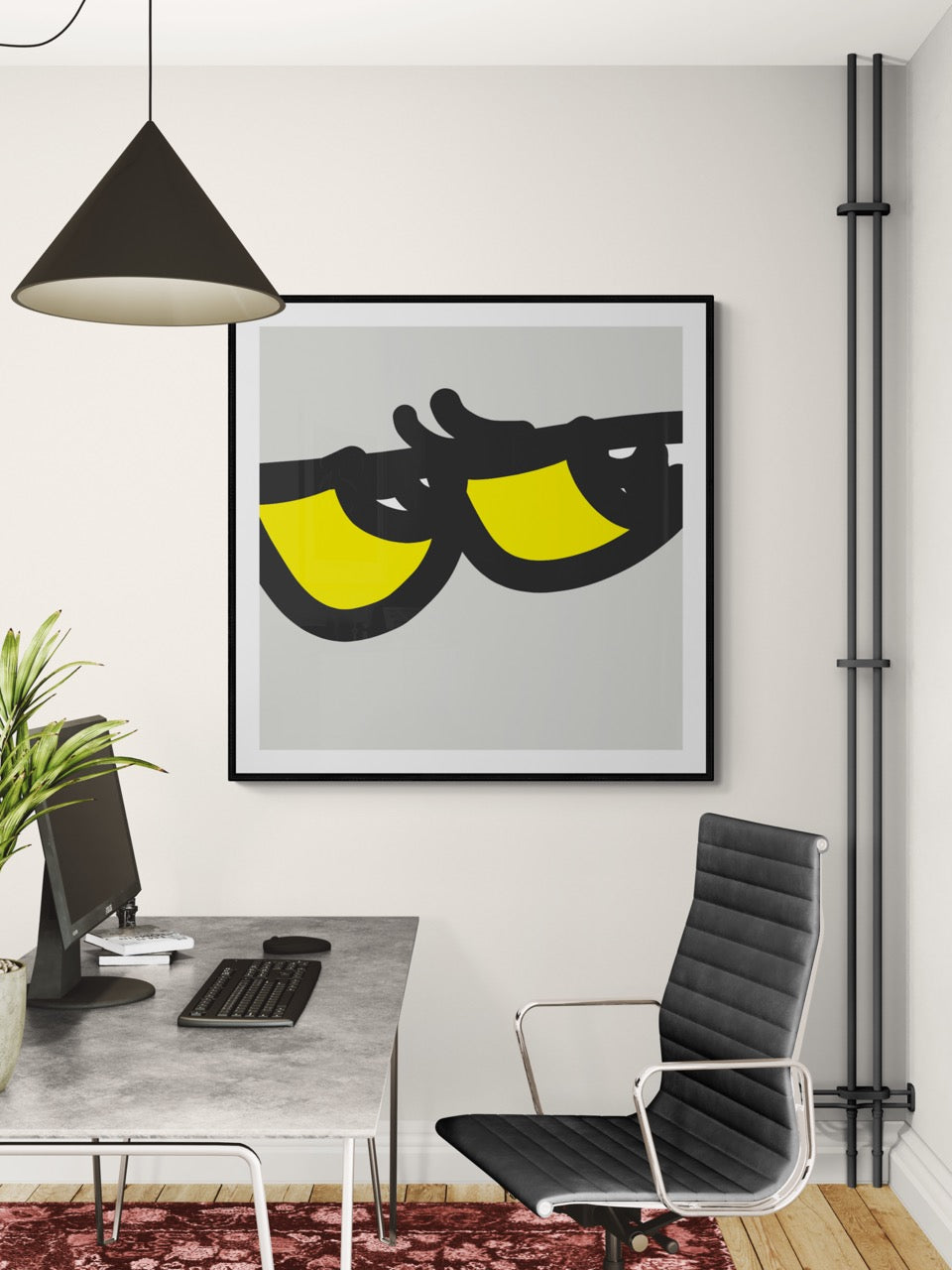 Square fine art print titled Here's Lookin' @ You by Sunday Morning - Illustration museum quality framed art.