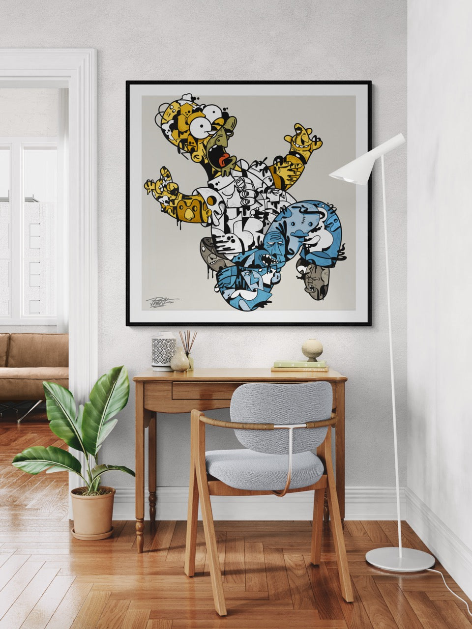 Square fine art print titled Homie by Sunday Morning - Illustration museum quality framed art.