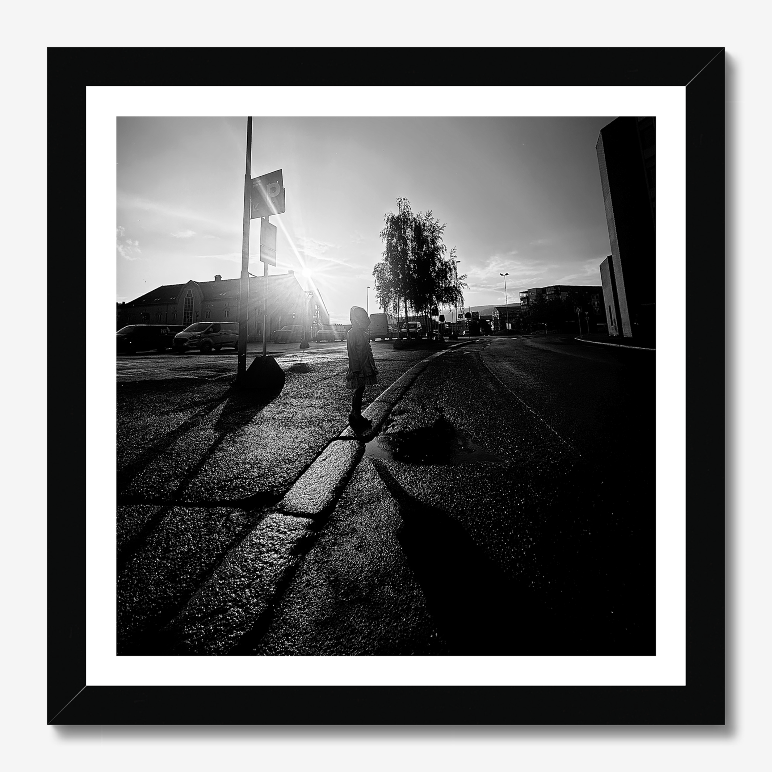 Square photography framed wall art titled 'Hood' by Sunday Morning. Premium Giclée print.
