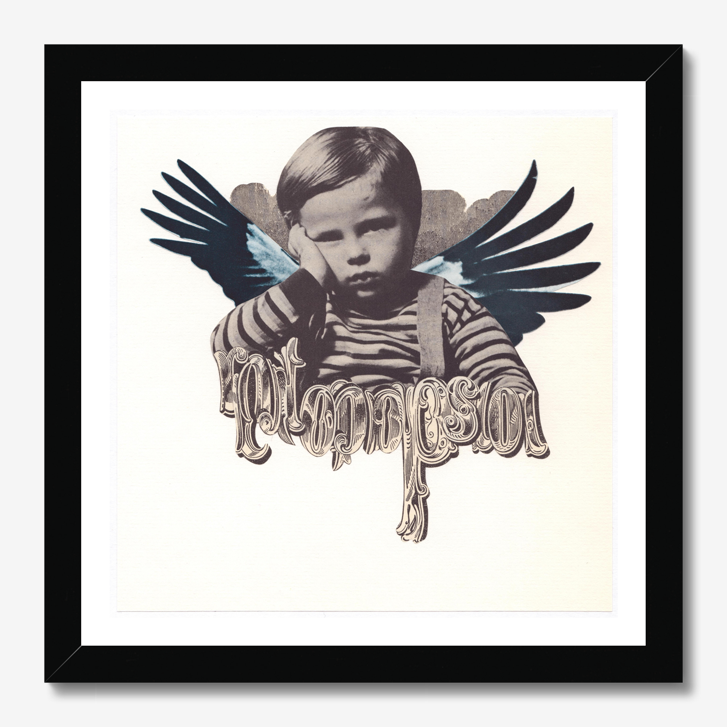Square abstract framed wall art titled 'Icarus As A Boy' by Sunday Morning. Premium Giclée print.