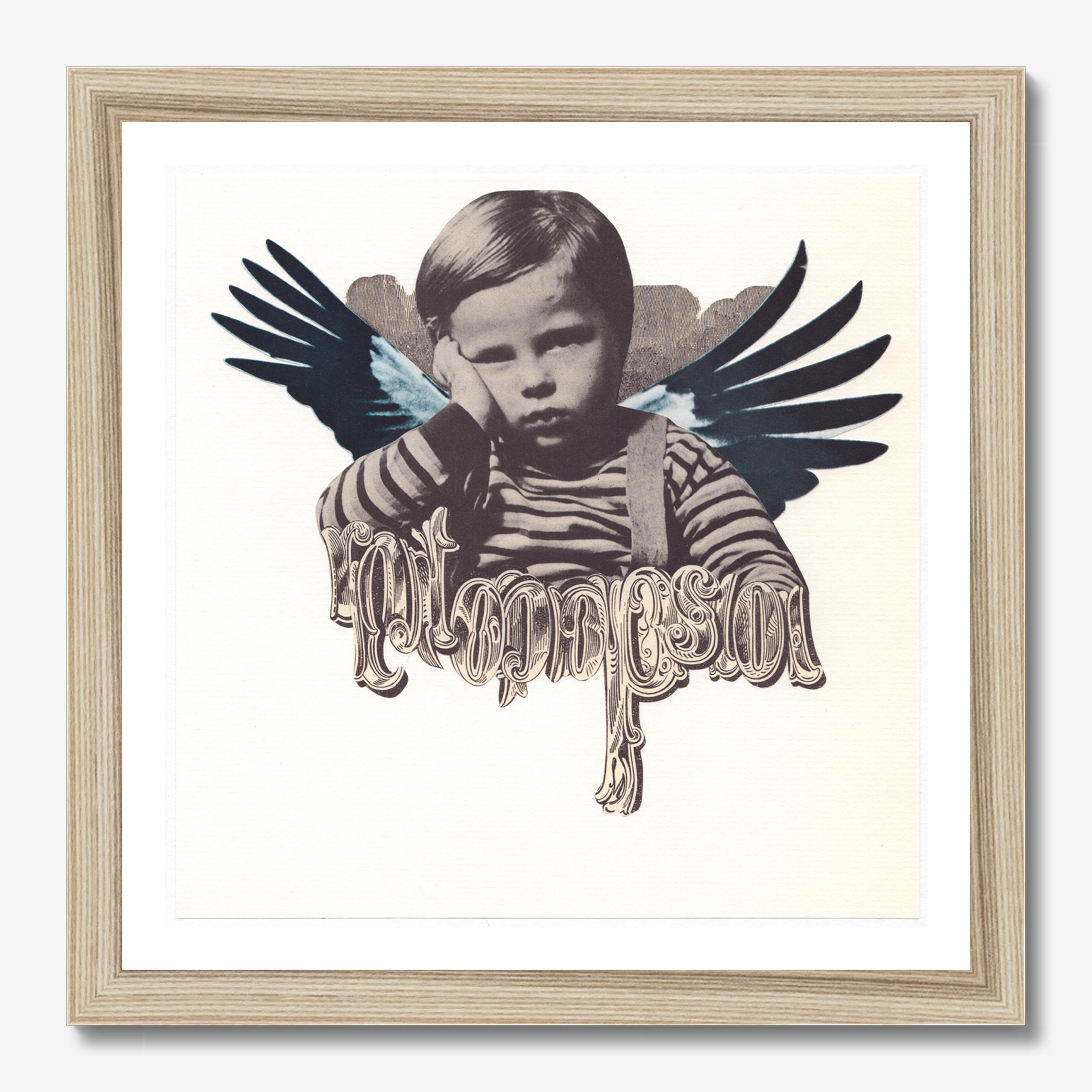 Square abstract framed wall art titled 'Icarus As A Boy' by Sunday Morning. Premium Giclée print.