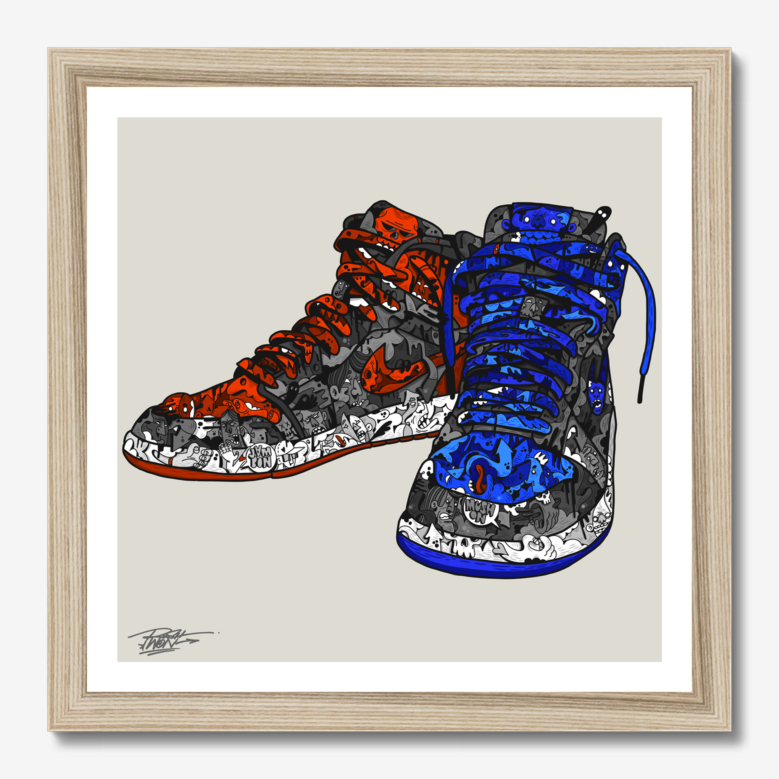 Square illustrative illustration titled Icon by Sunday Morning - Museum quality framed art.