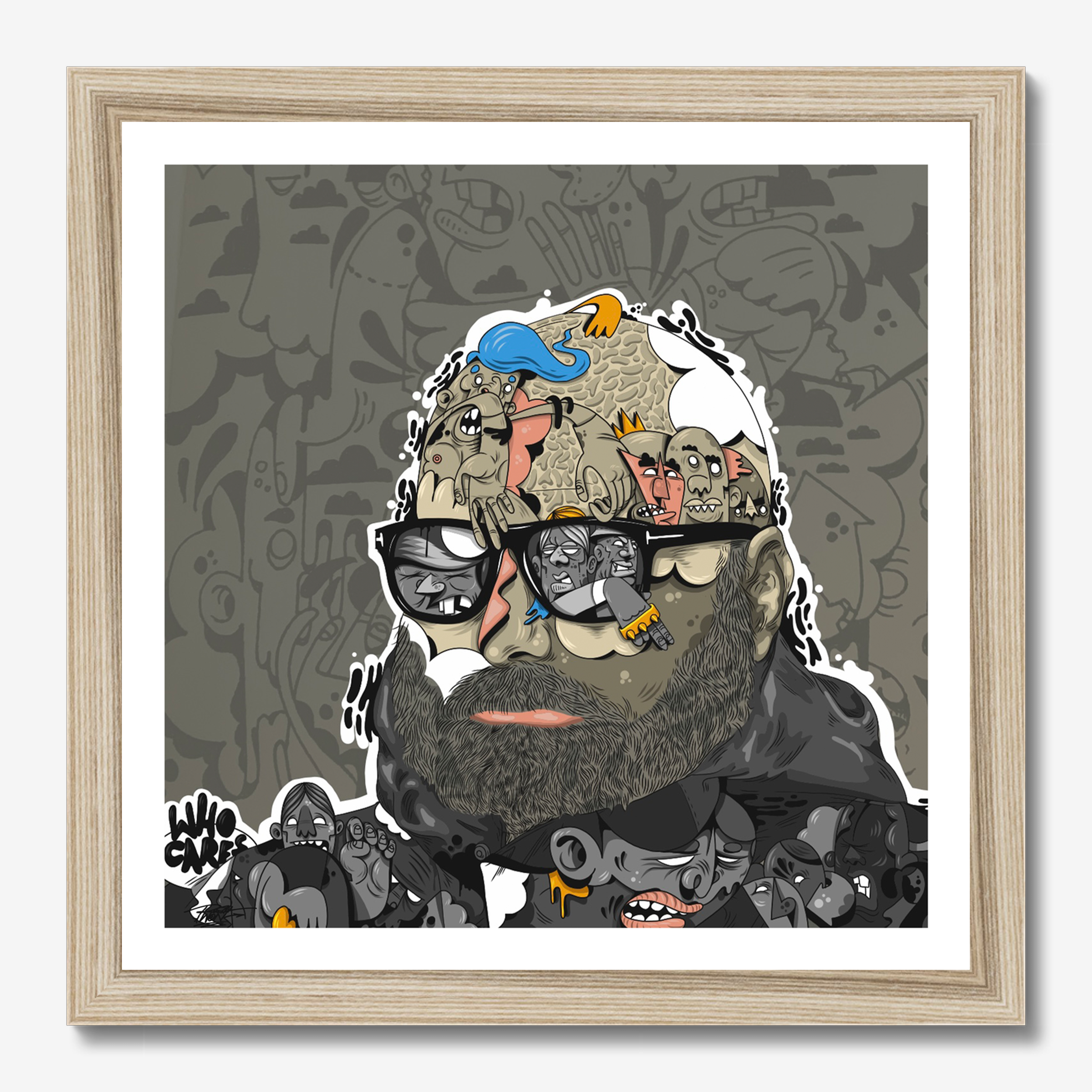Square illustrative framed wall art titled 'Meet Me' by Sunday Morning. Premium Giclée print.
