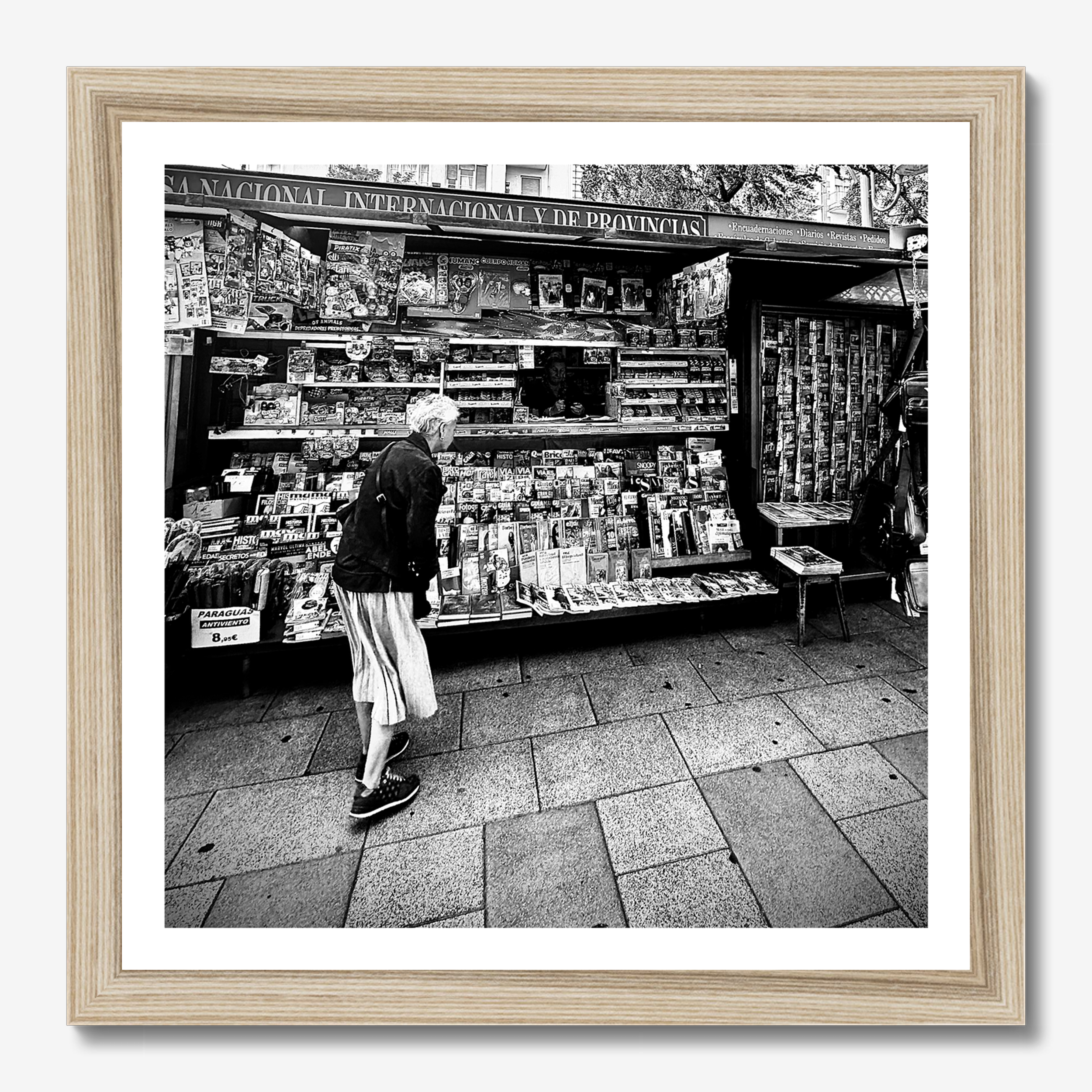 Square photography framed wall art titled 'Old News' by Sunday Morning. Premium Giclée print.