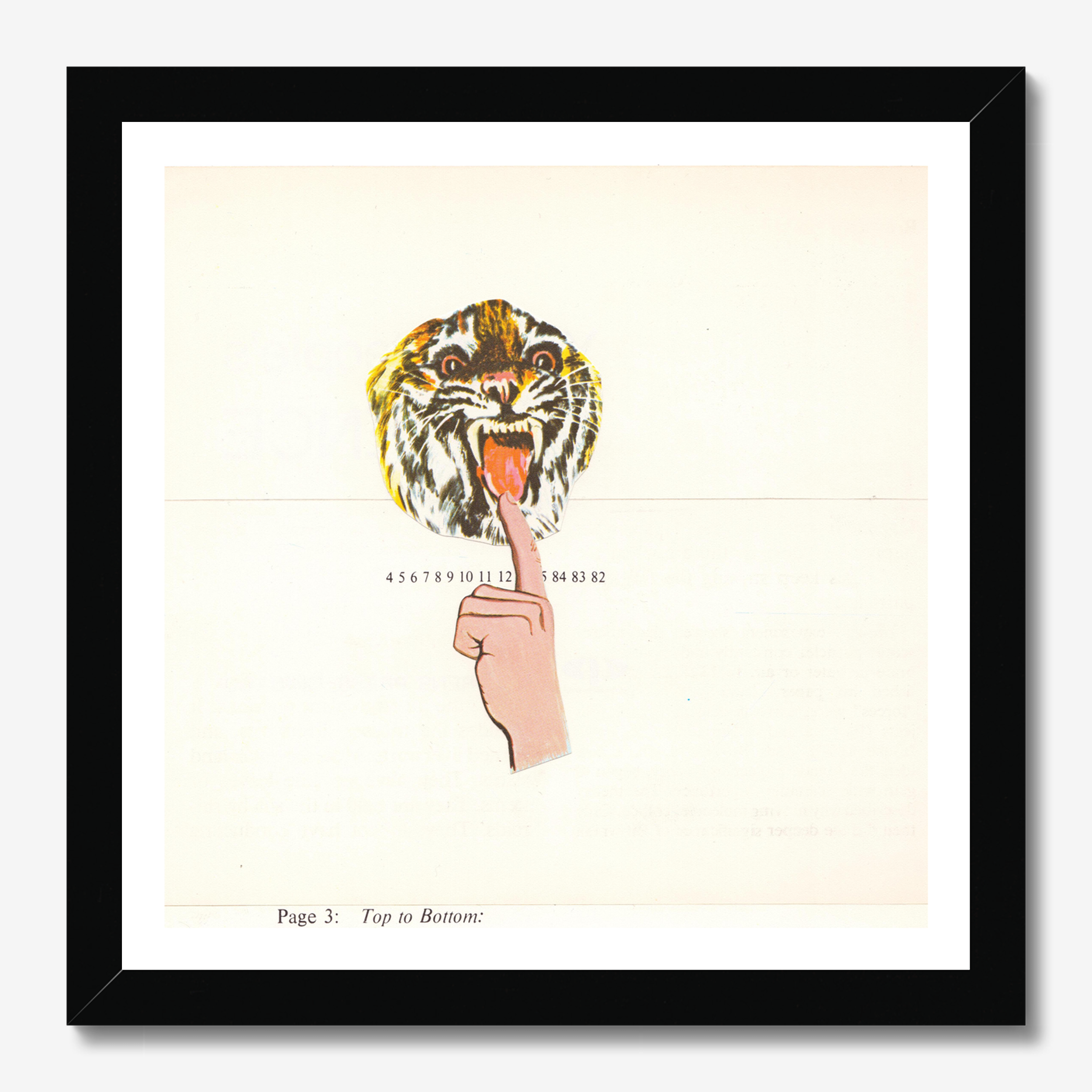 Square abstract framed wall art titled 'Paper Tiger' by Sunday Morning. Premium Giclée print.