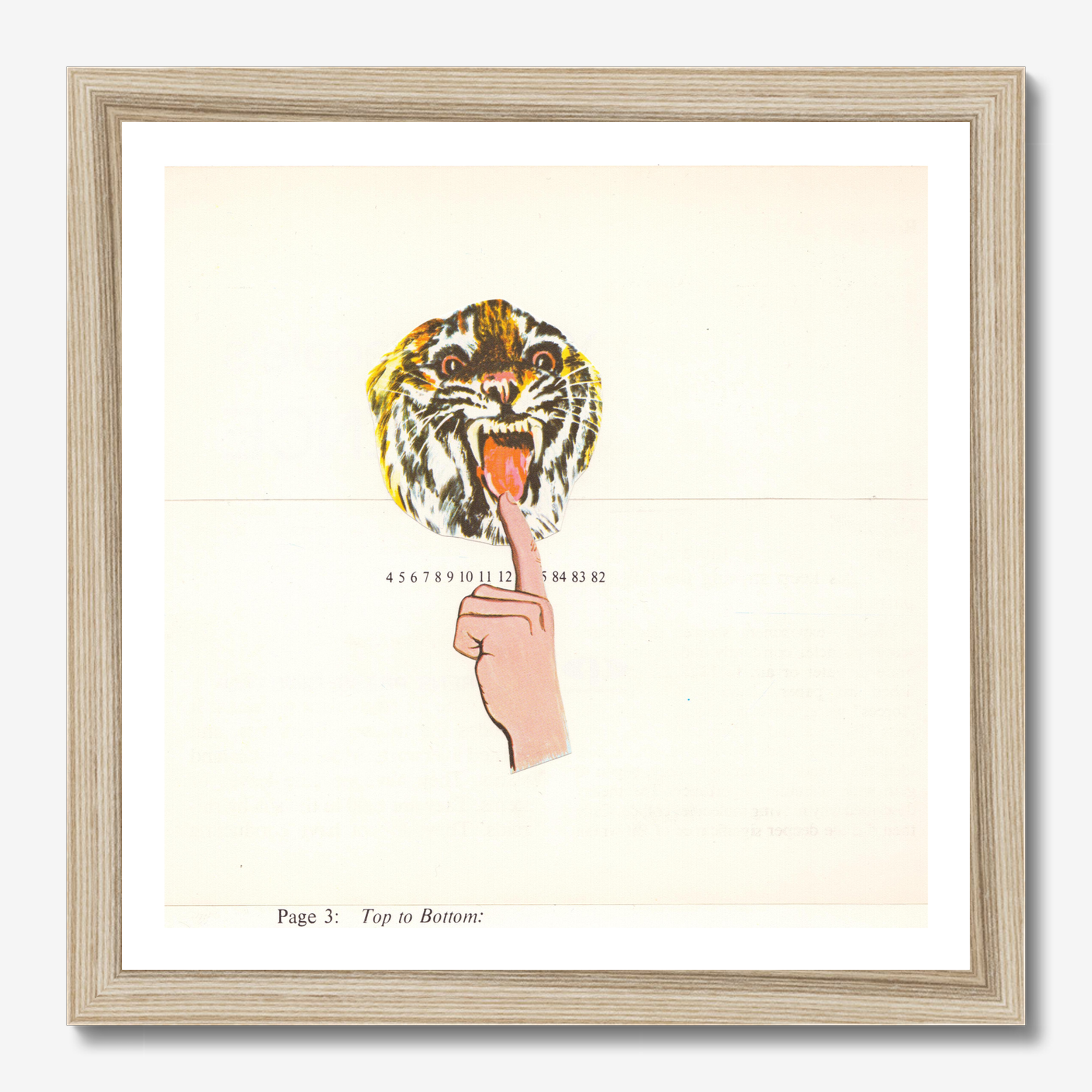 Square abstract framed wall art titled 'Paper Tiger' by Sunday Morning. Premium Giclée print.