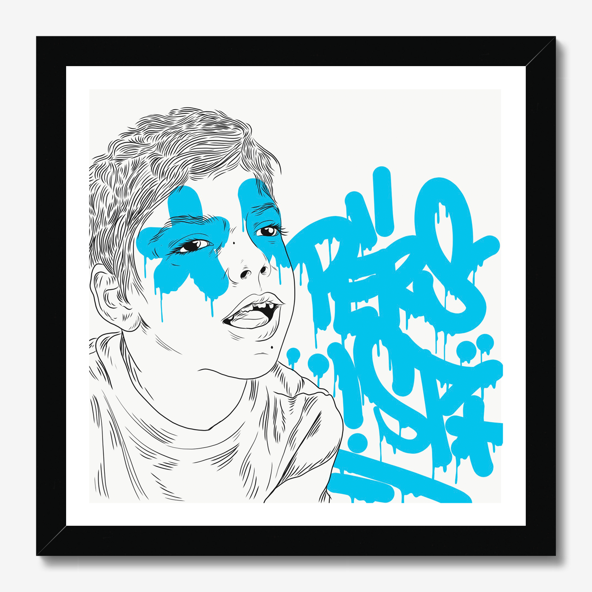 Square typography illustrative illustration titled Persist by Sunday Morning - Museum quality framed art.