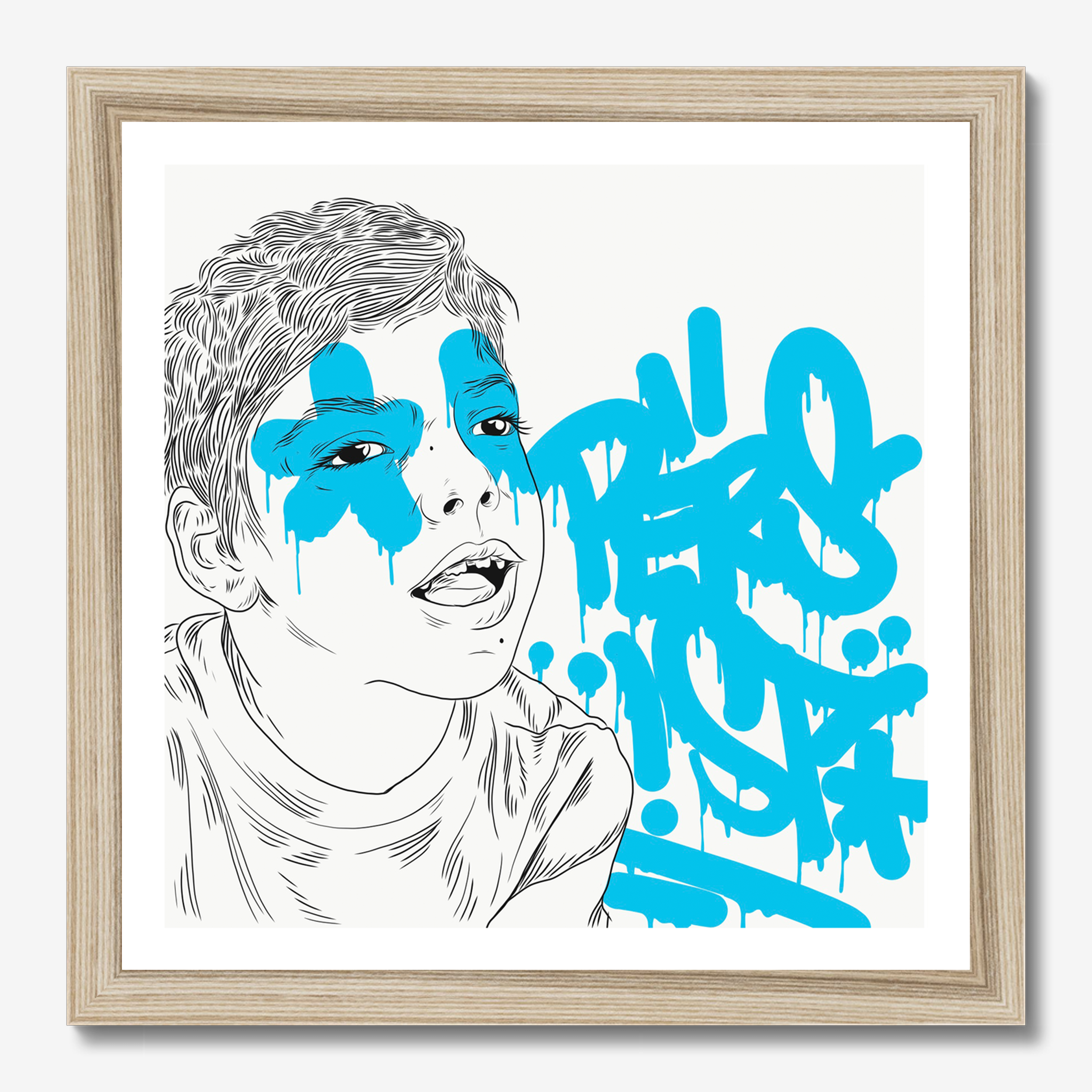 Square typography illustrative illustration titled Persist by Sunday Morning - Museum quality framed art.