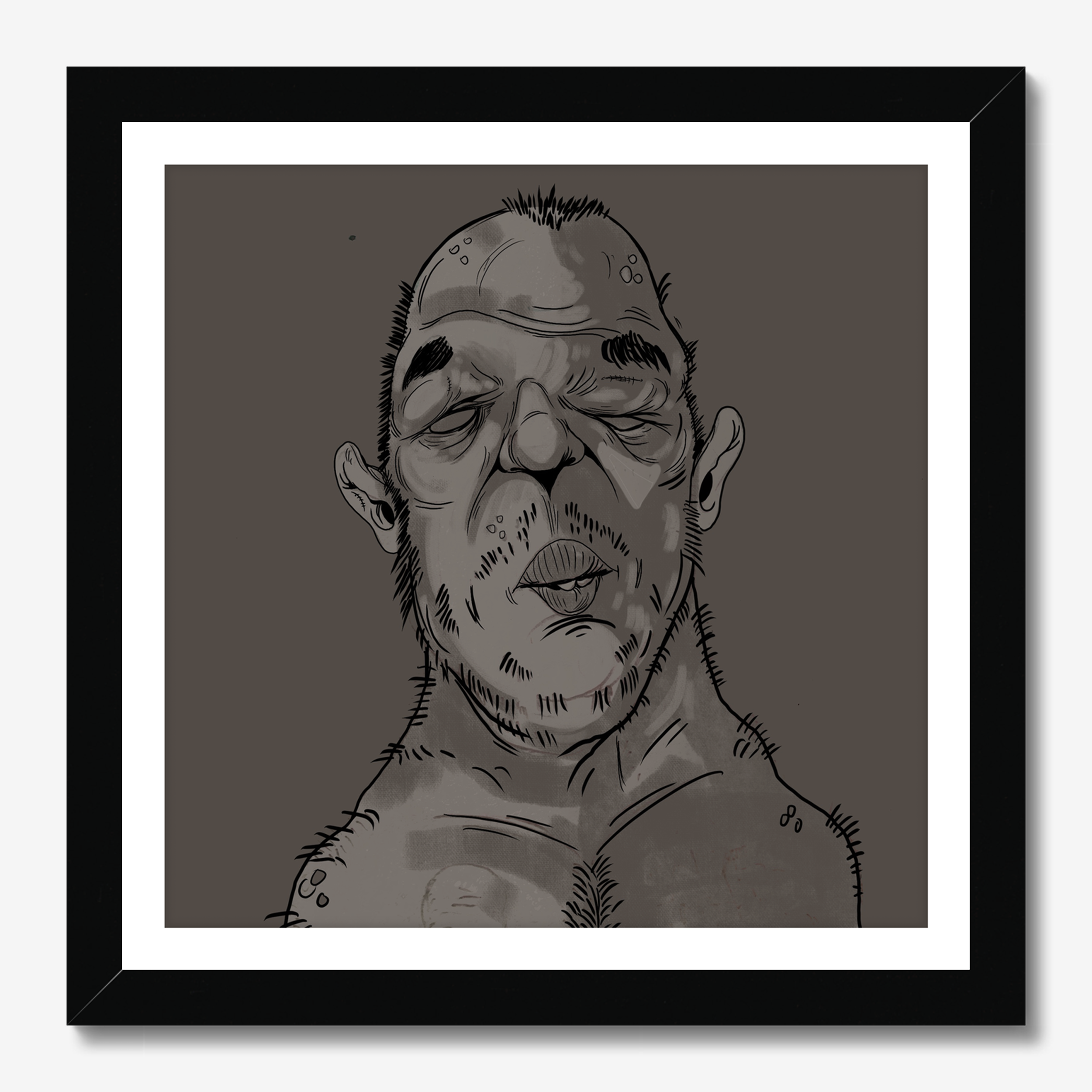 Square illustrative framed wall art titled 'Punchy' by Sunday Morning. Premium Giclée print.