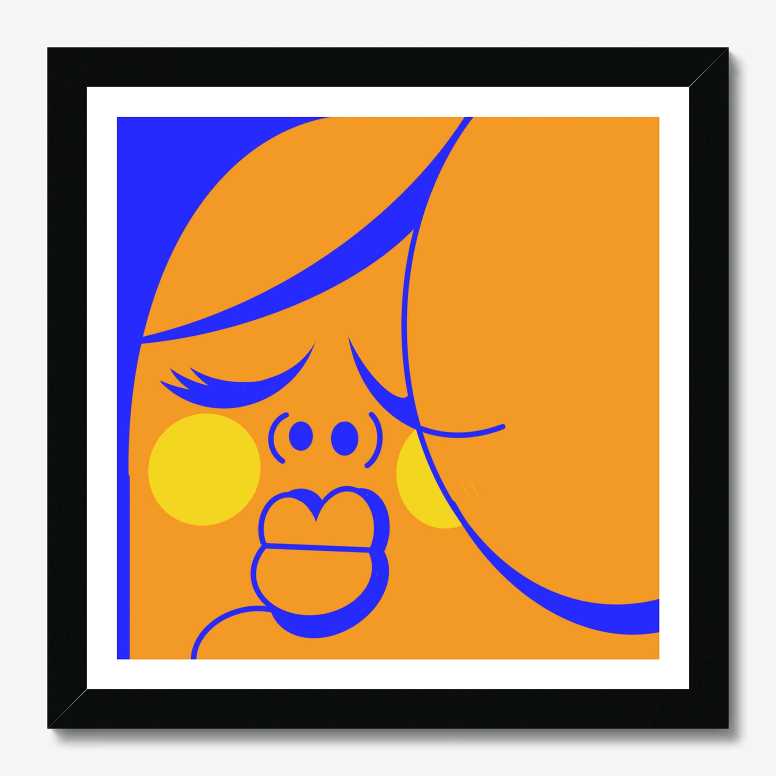 Square illustrative framed wall art titled 'Purdee' by Sunday Morning. Premium Giclée print.