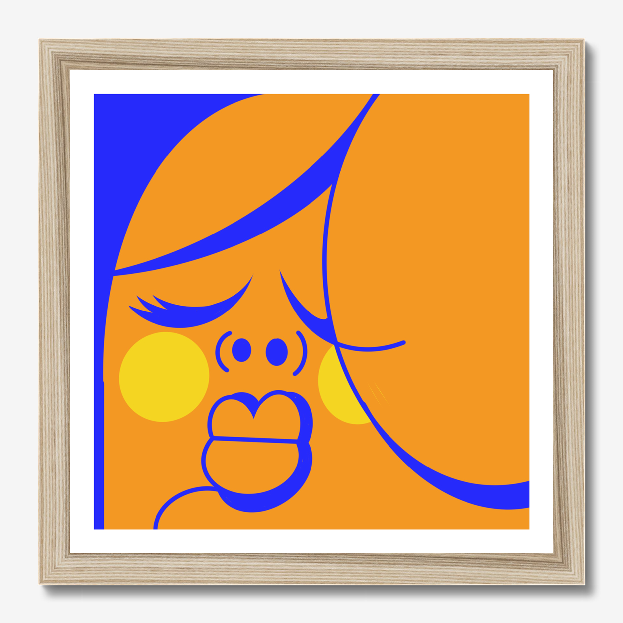 Square illustrative framed wall art titled 'Purdee' by Sunday Morning. Premium Giclée print.