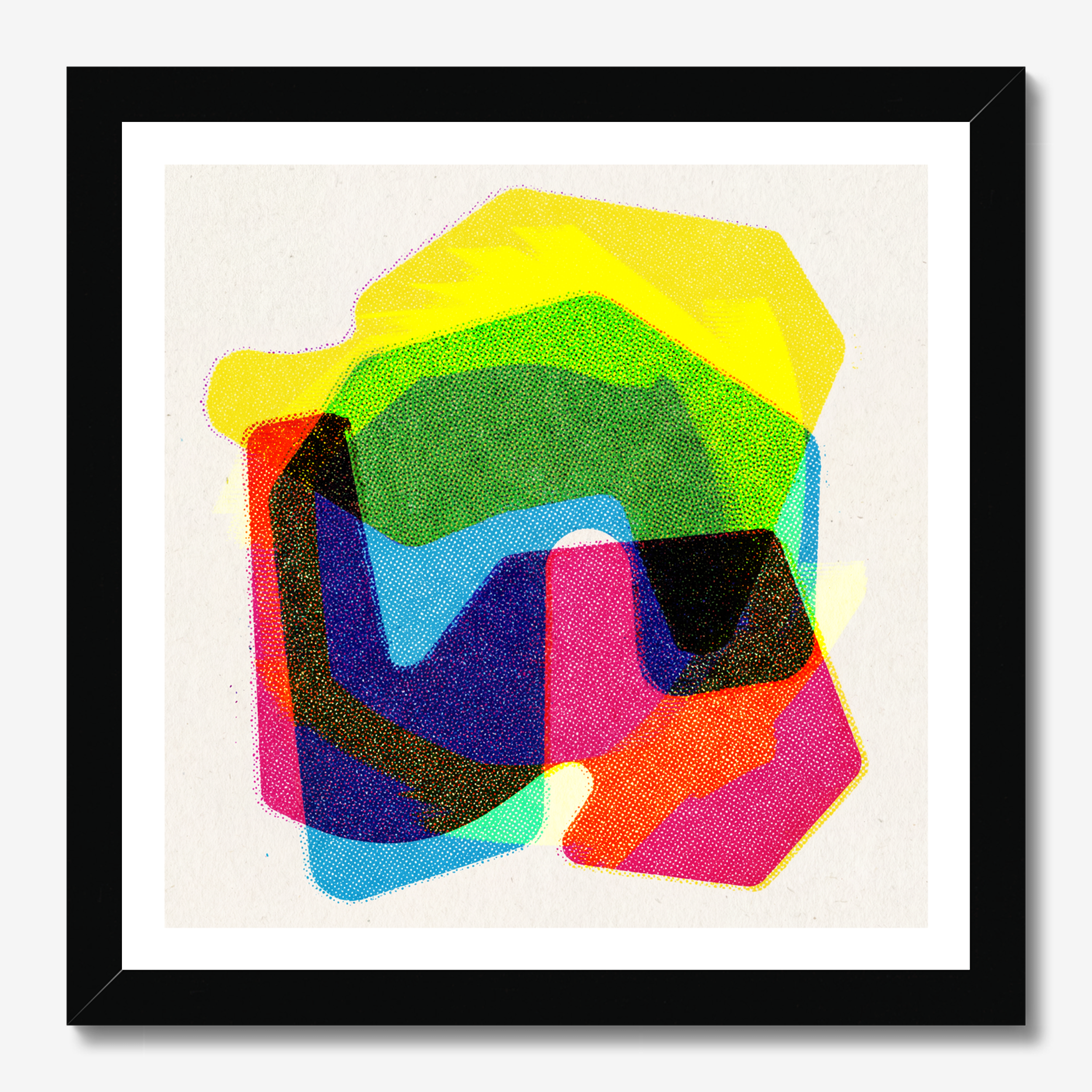 Square abstract framed wall art titled 'Shape 1' by Sunday Morning. Premium Giclée print.