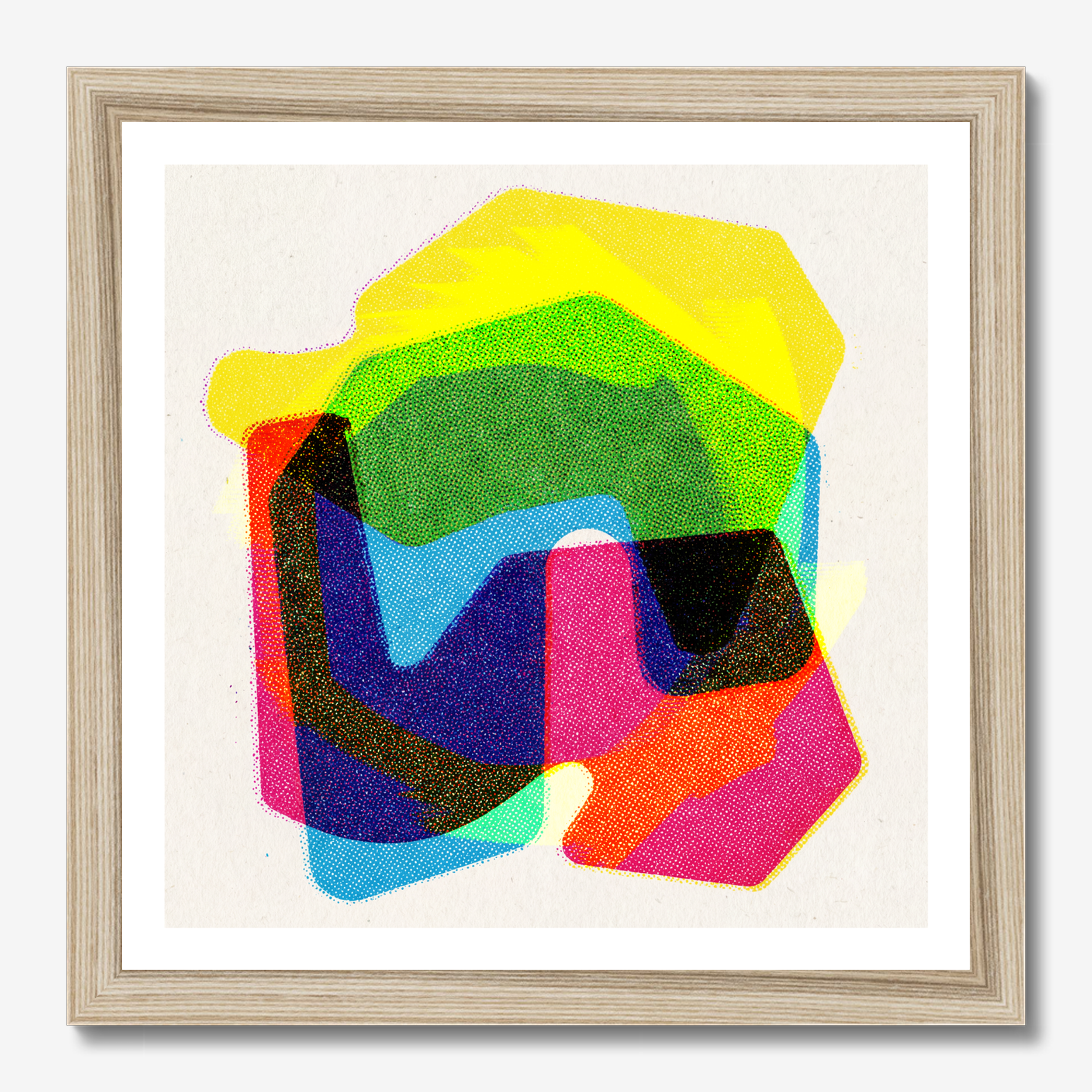 Square abstract framed wall art titled 'Shape 1' by Sunday Morning. Premium Giclée print.