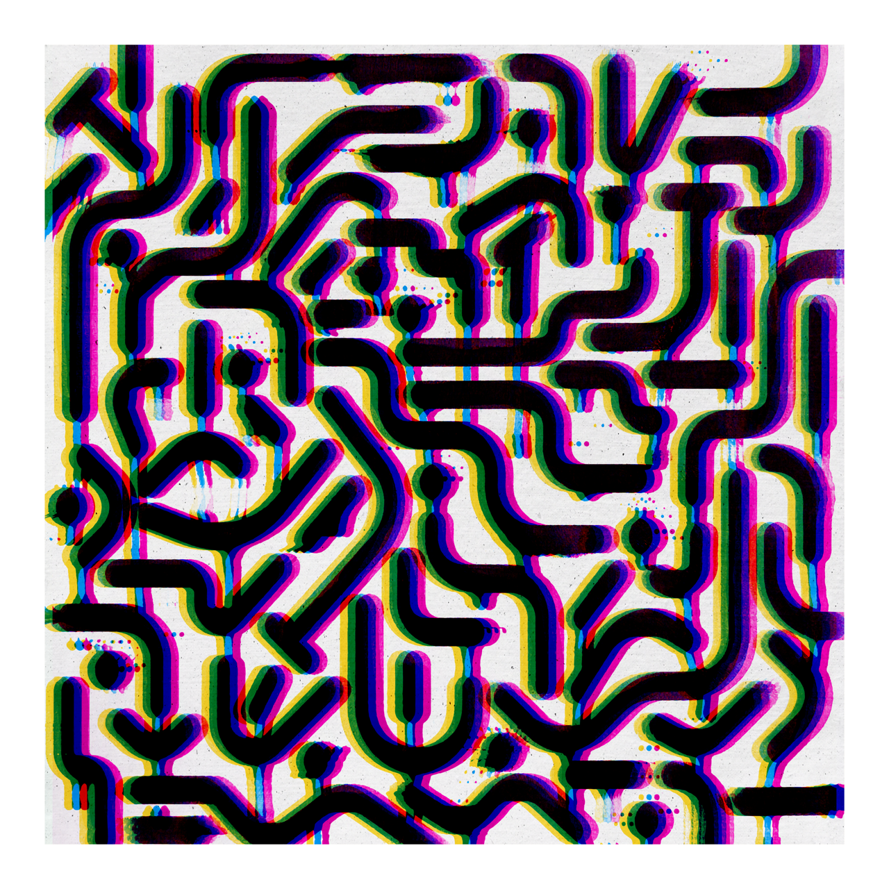 Square abstract framed wall art titled 'Headache' by Sunday Morning. Premium Giclée print.