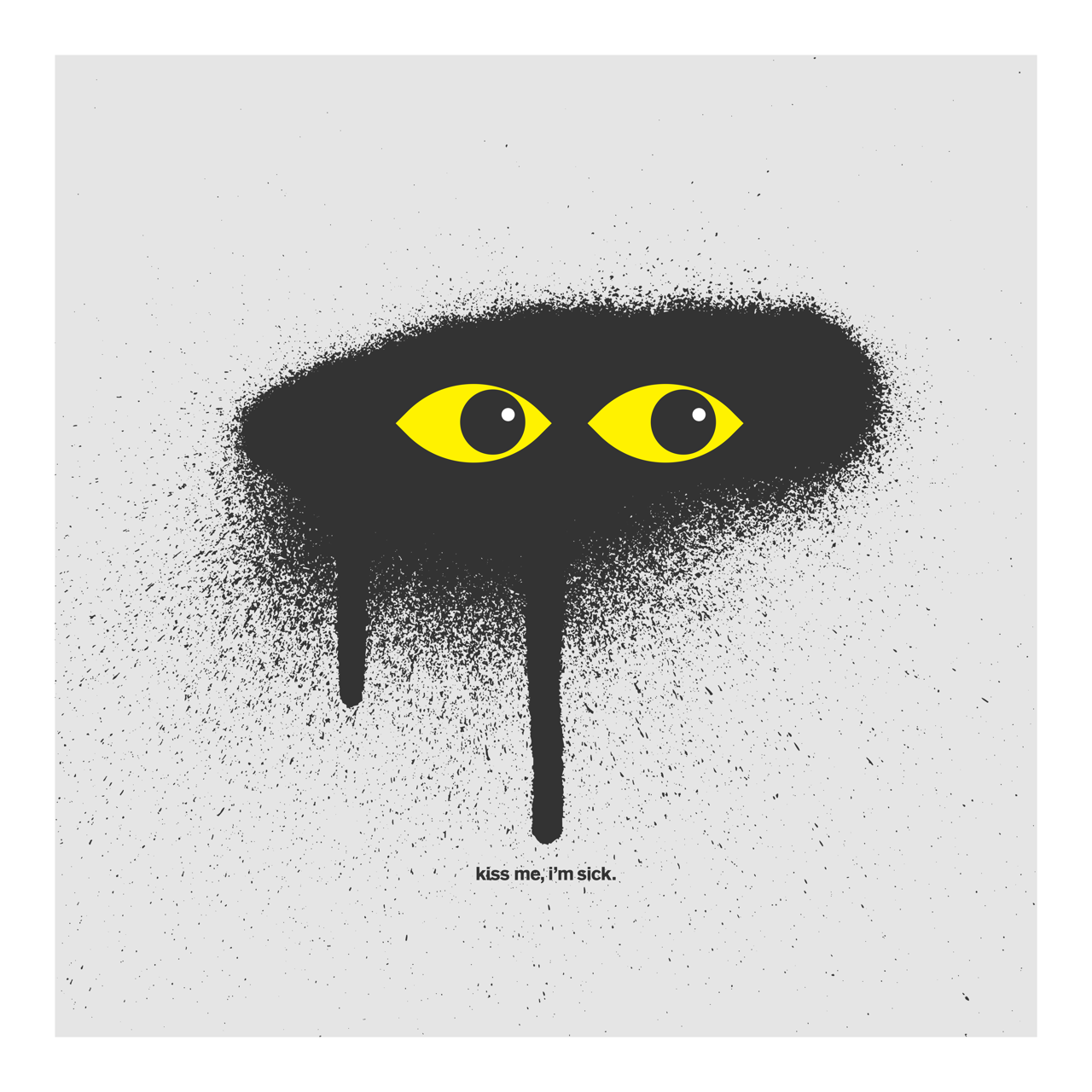 Square abstract framed wall art titled 'Kiss Me Im Sick' by Sunday Morning. Premium Giclée print.