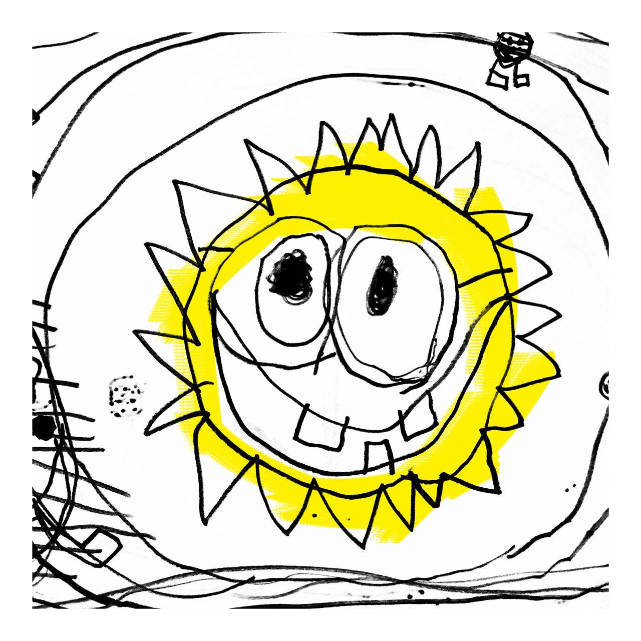 Square abstract framed wall art titled 'Sunny Boy' by Sunday Morning. Premium Giclée print.