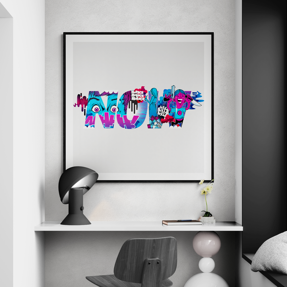 Now | Typography & Illustrative Square Wall Art