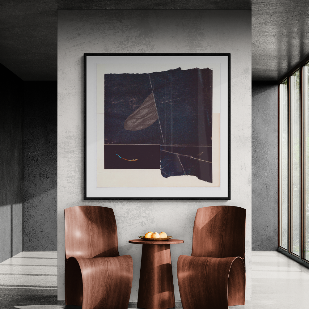 Square abstract framed wall art titled 'Poly Lith' by Sunday Morning. Premium Giclée print.