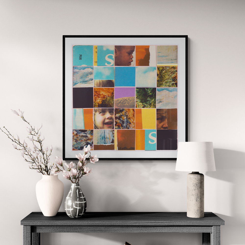 Square abstract framed wall art titled 'Where Do The Children Play' by Sunday Morning. Premium Giclée print.