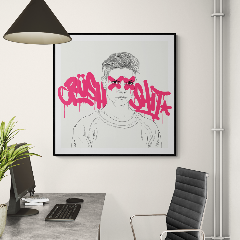 Crush Shit | Typography & Illustrative Square Wall Art