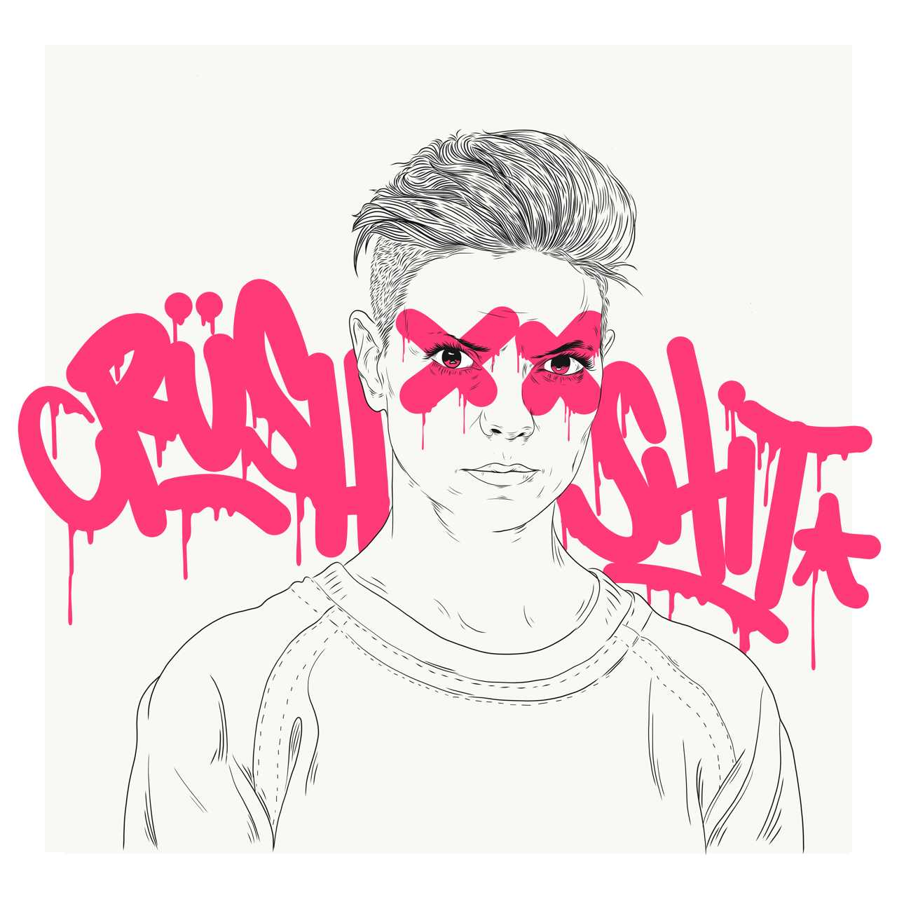 Square typography & illustrative framed wall art titled 'Crush Shit' by Sunday Morning. Premium Giclée print.