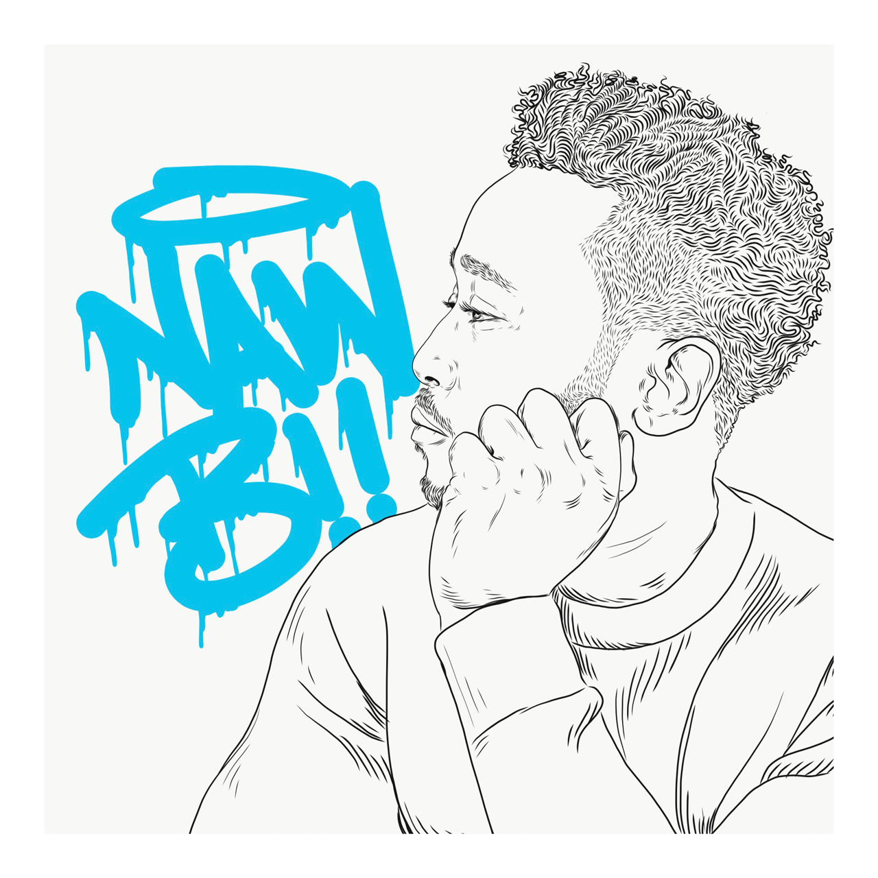 Square typography illustrative illustration titled Naw B by Sunday Morning - Museum quality framed art.