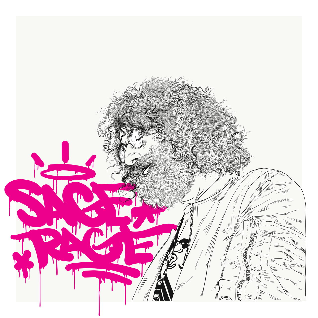 Square typography illustrative illustration titled Sage Rage by Sunday Morning - Museum quality framed art.