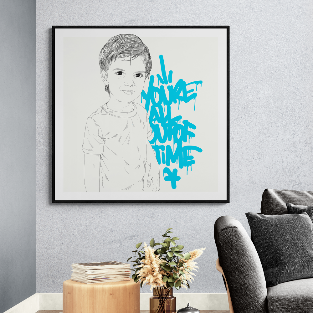 Typography square wall art titled 'Youre All Outta Time' by Sunday Morning — museum-quality giclée print.