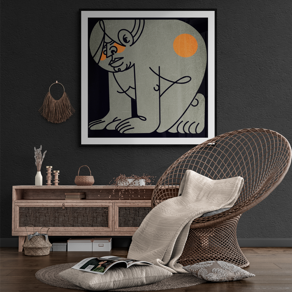 Down Boy | Illustrative Square Wall Art