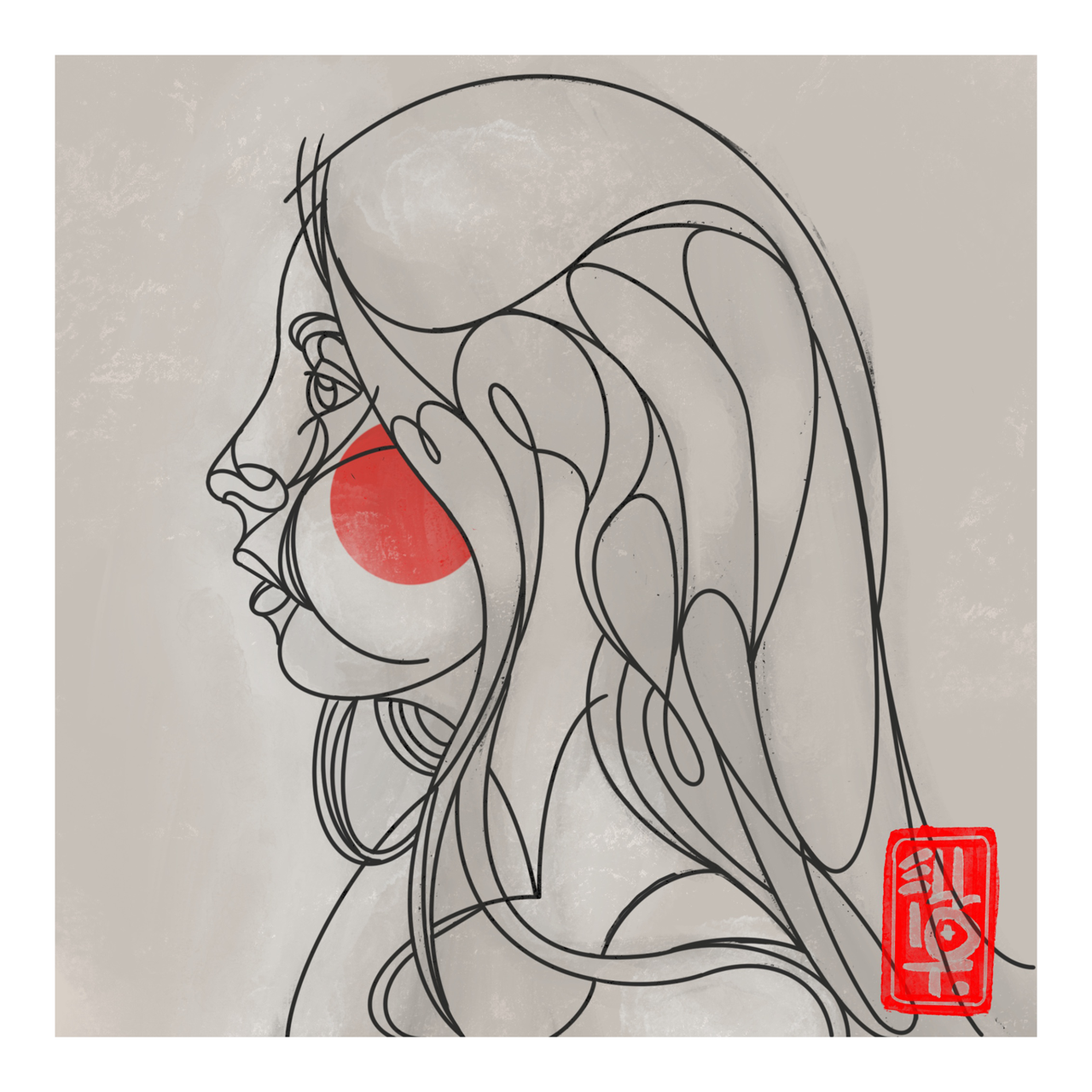 Square illustrative framed wall art titled 'Girl' by Sunday Morning. Premium Giclée print.