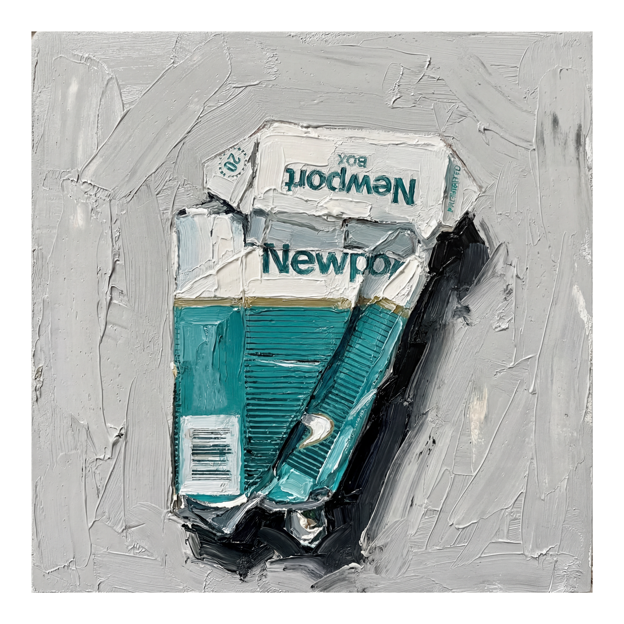 Square illustrative painting illustration titled Broken Habit by Sunday Morning - Museum quality framed art.
