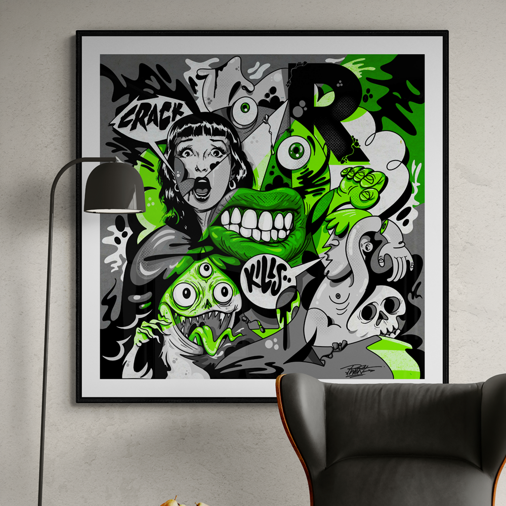 Crack Kills | Illustrative Square Wall Art