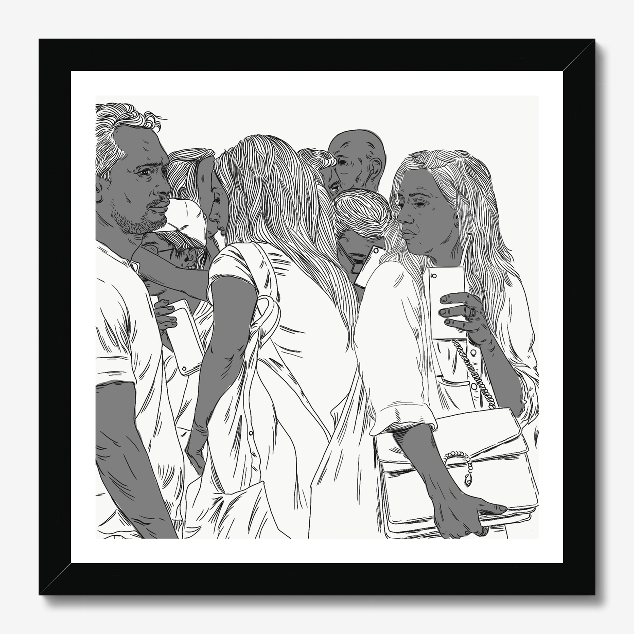 Square typography illustrative illustration titled Sub Human by Sunday Morning - Museum quality framed art.