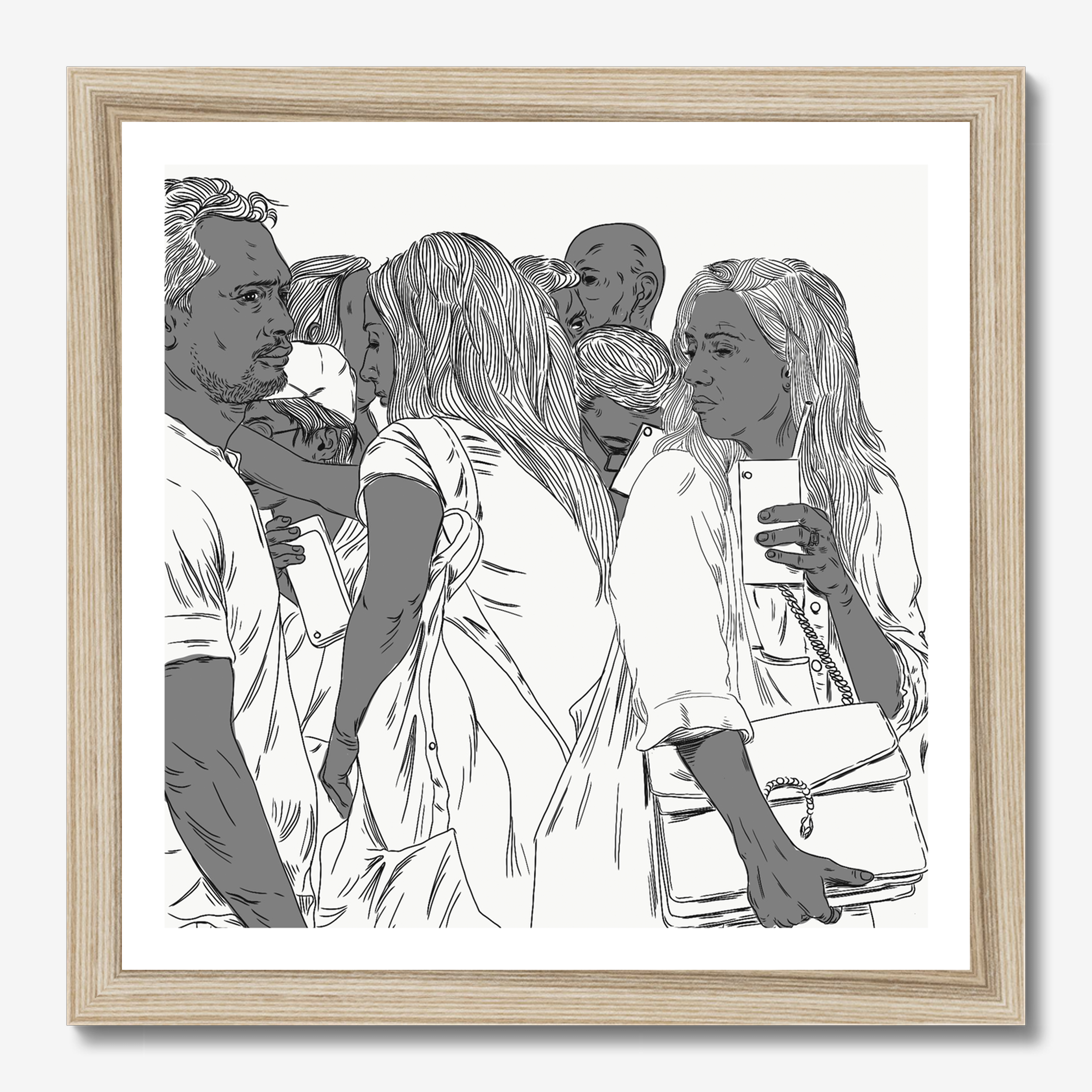 Square typography illustrative illustration titled Sub Human by Sunday Morning - Museum quality framed art.