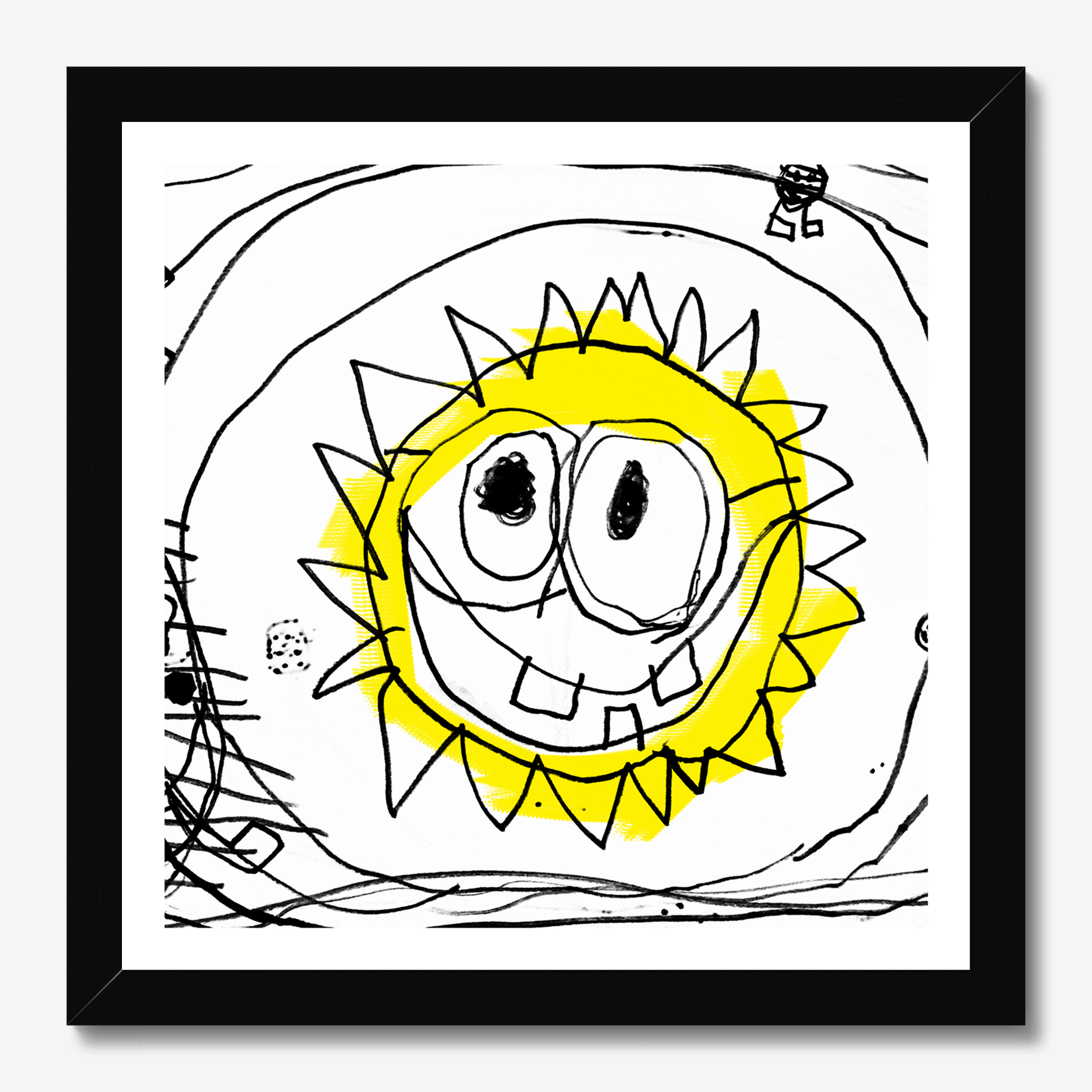 Square abstract framed wall art titled 'Sunny Boy' by Sunday Morning. Premium Giclée print.