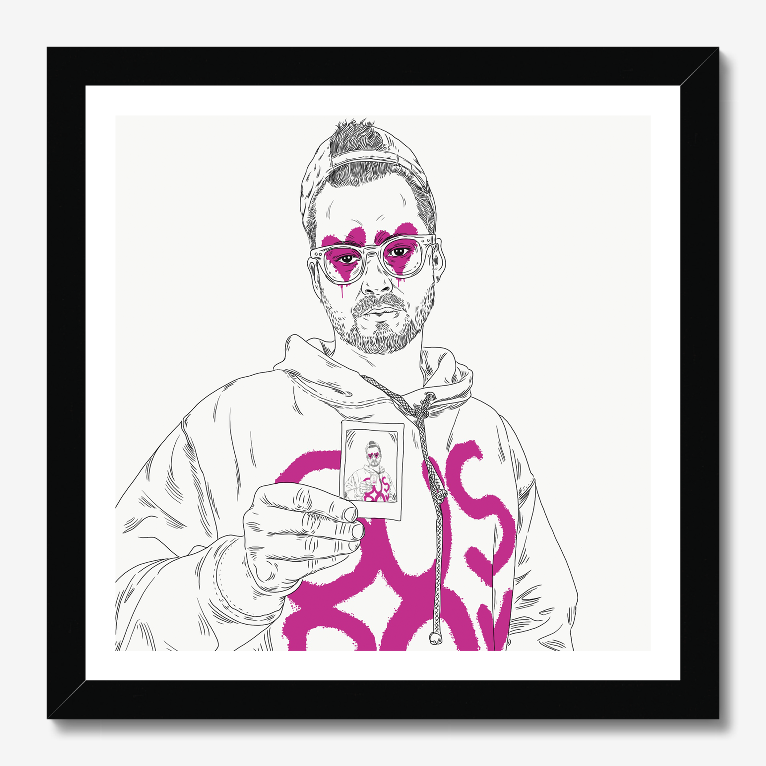 Square typography illustrative illustration titled Sus Boi by Sunday Morning - Museum quality framed art.