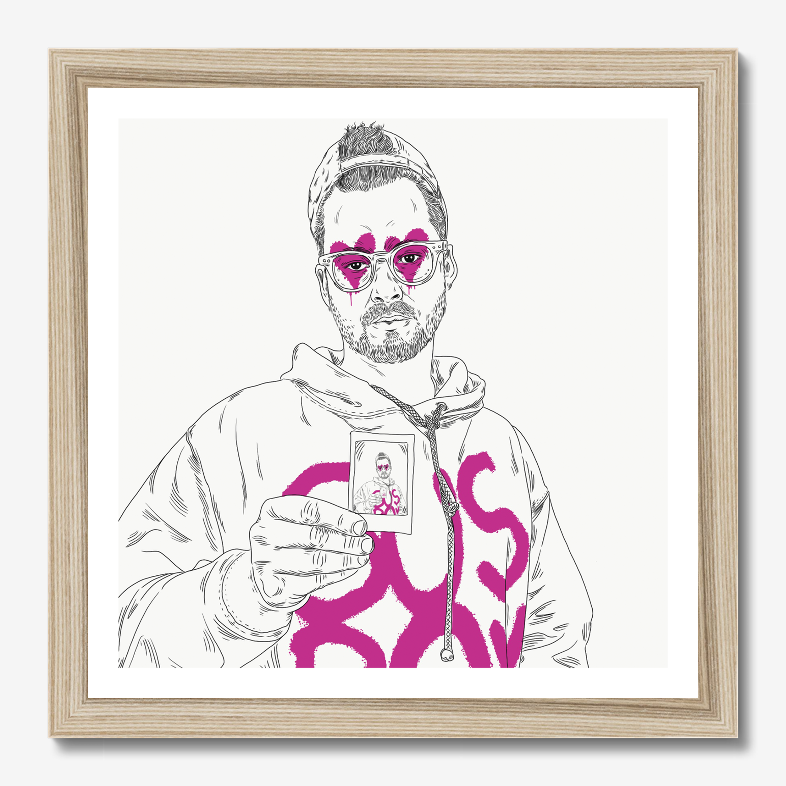 Square typography illustrative illustration titled Sus Boi by Sunday Morning - Museum quality framed art.