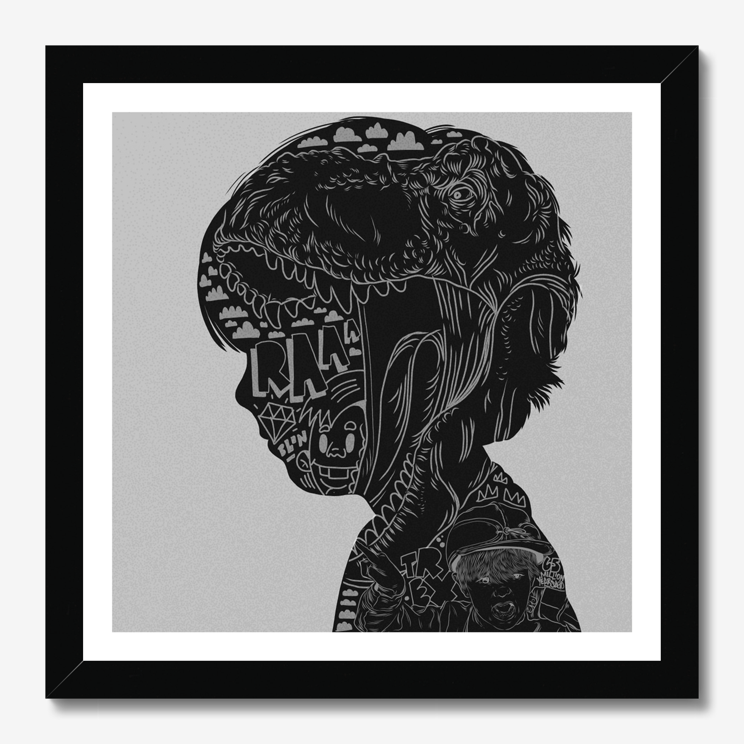 Square illustrative framed wall art titled 'Things Matter' by Sunday Morning. Premium Giclée print.